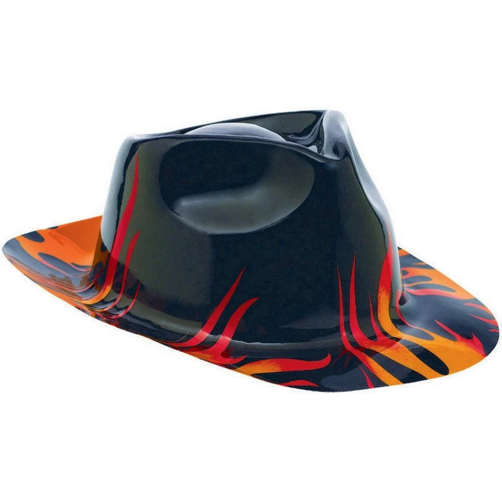 Classic 50's Flames Plastic Fedora Hat