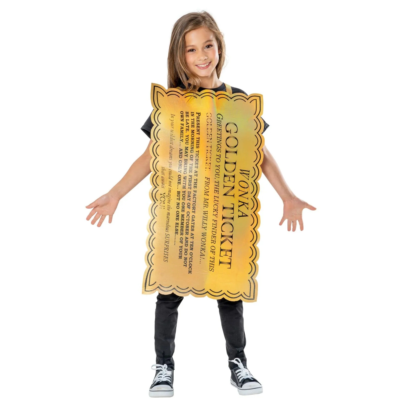 Willy Wonka Golden Ticket Kids Costume 5-8 Years