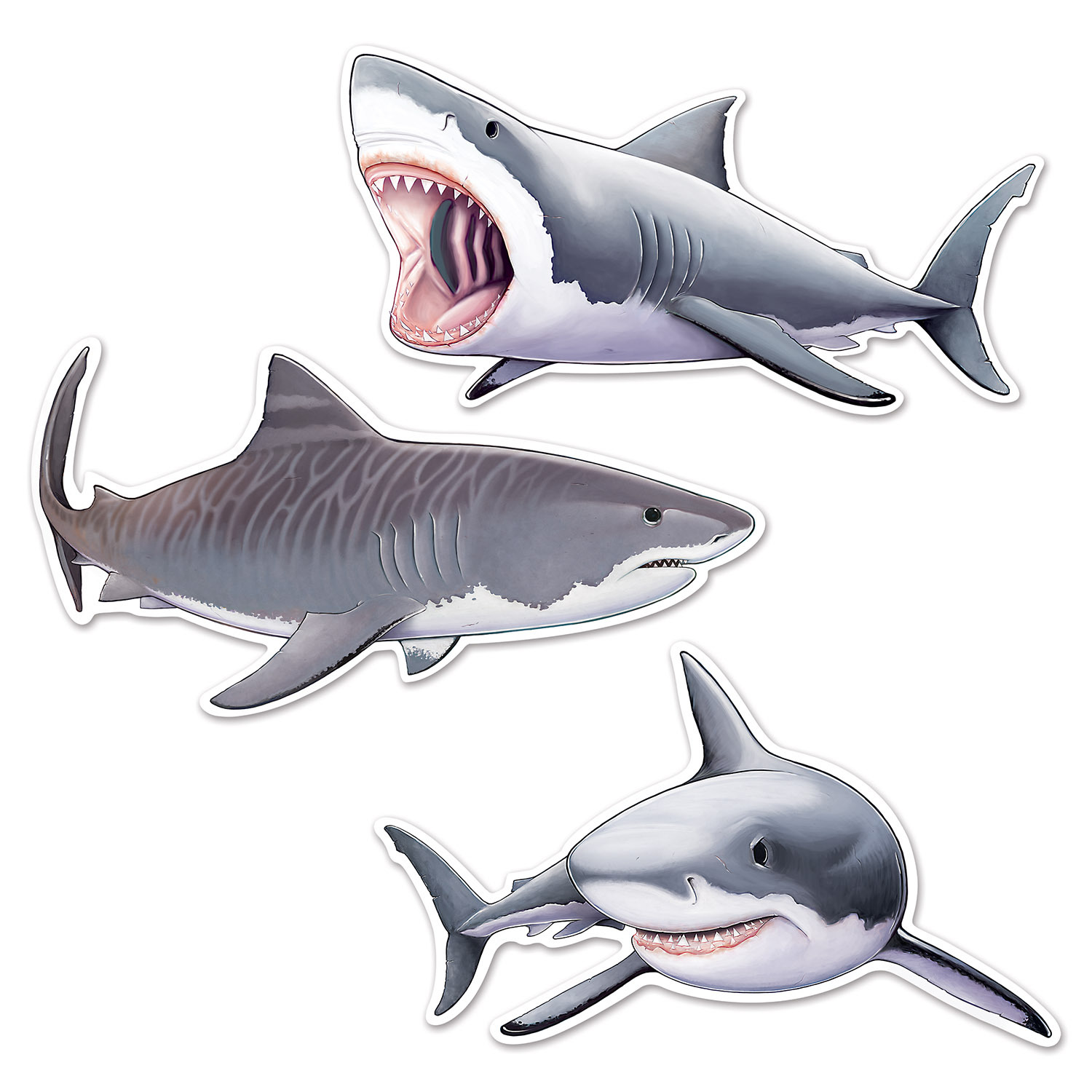 Shark Cutout Wall Decorations (Pack of 3)