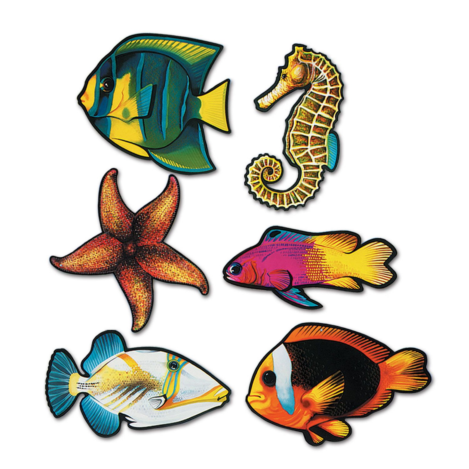 Tropical Fish Cutout Decorations (Pack of 6)