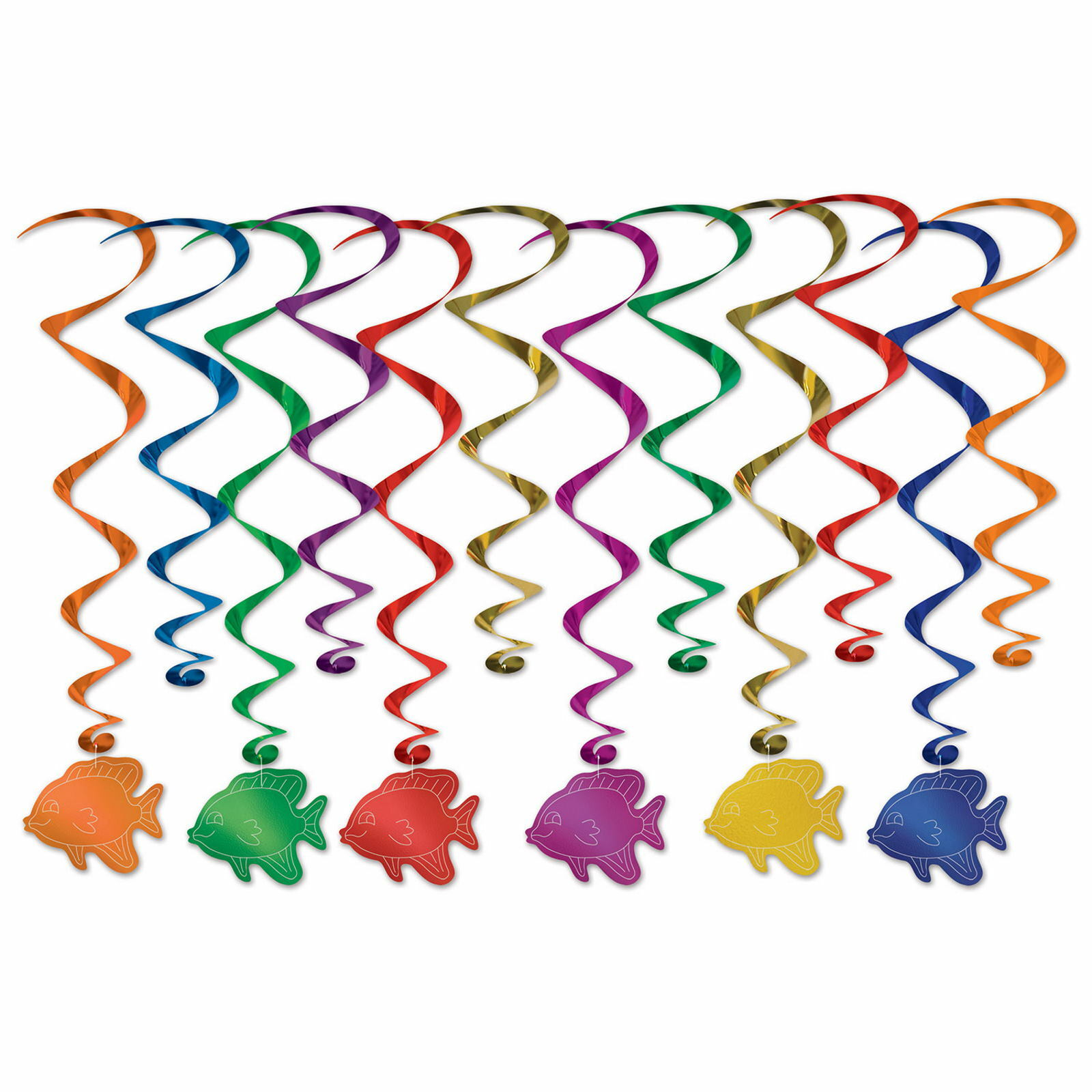 Fish Hanging Swirl Decorations (Pack of 12)