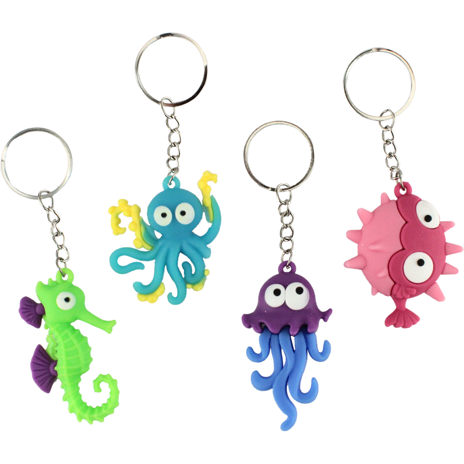Sea Creature Novelty Keyrings (Pack of 12)