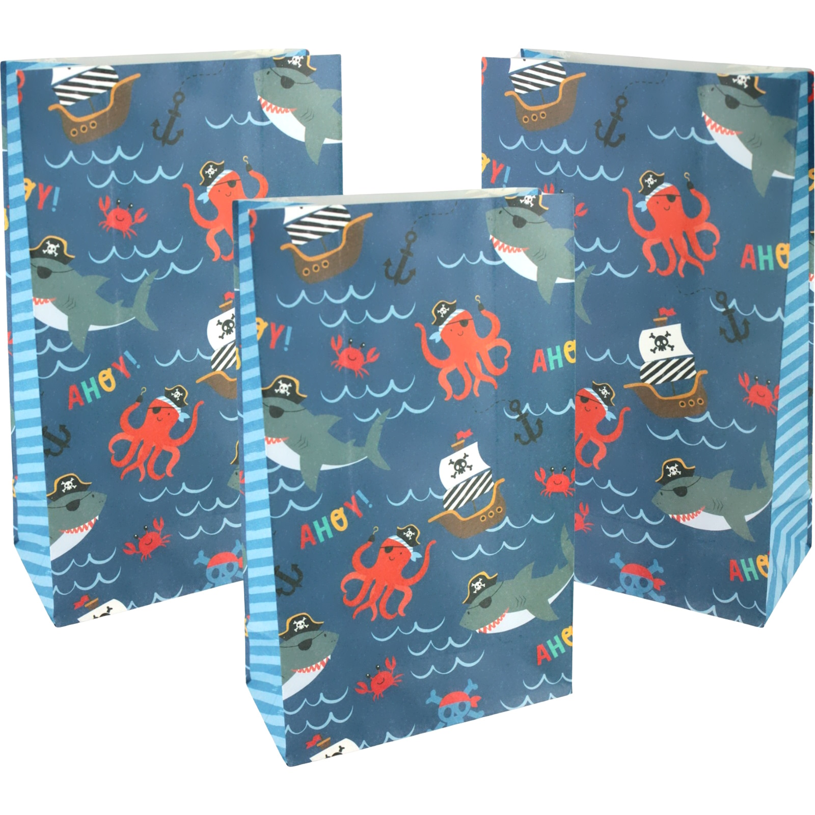 Ships Ahoy Pirate Paper Party Bags (Pack of 8)