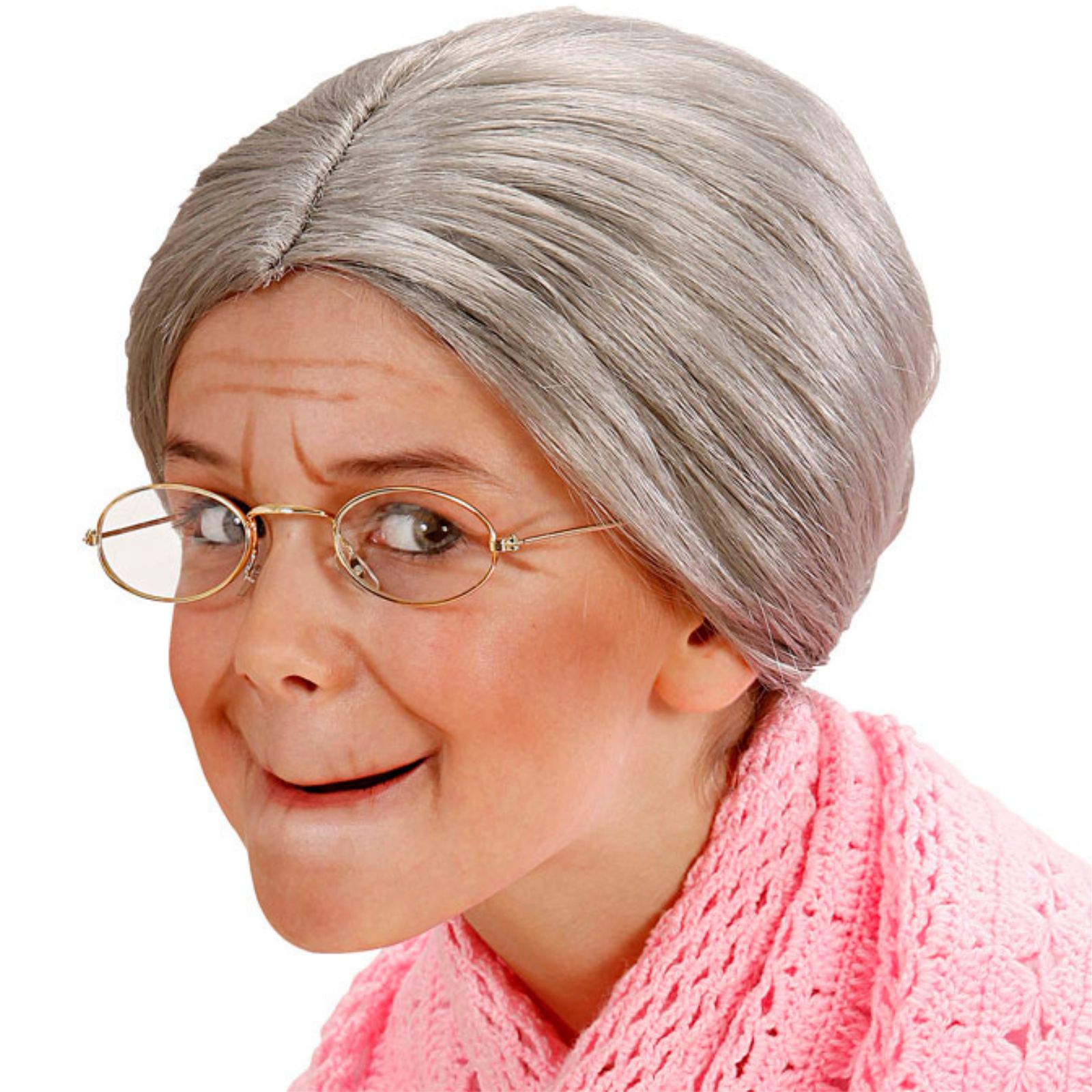 Kids Grandmother Wig With Bun 