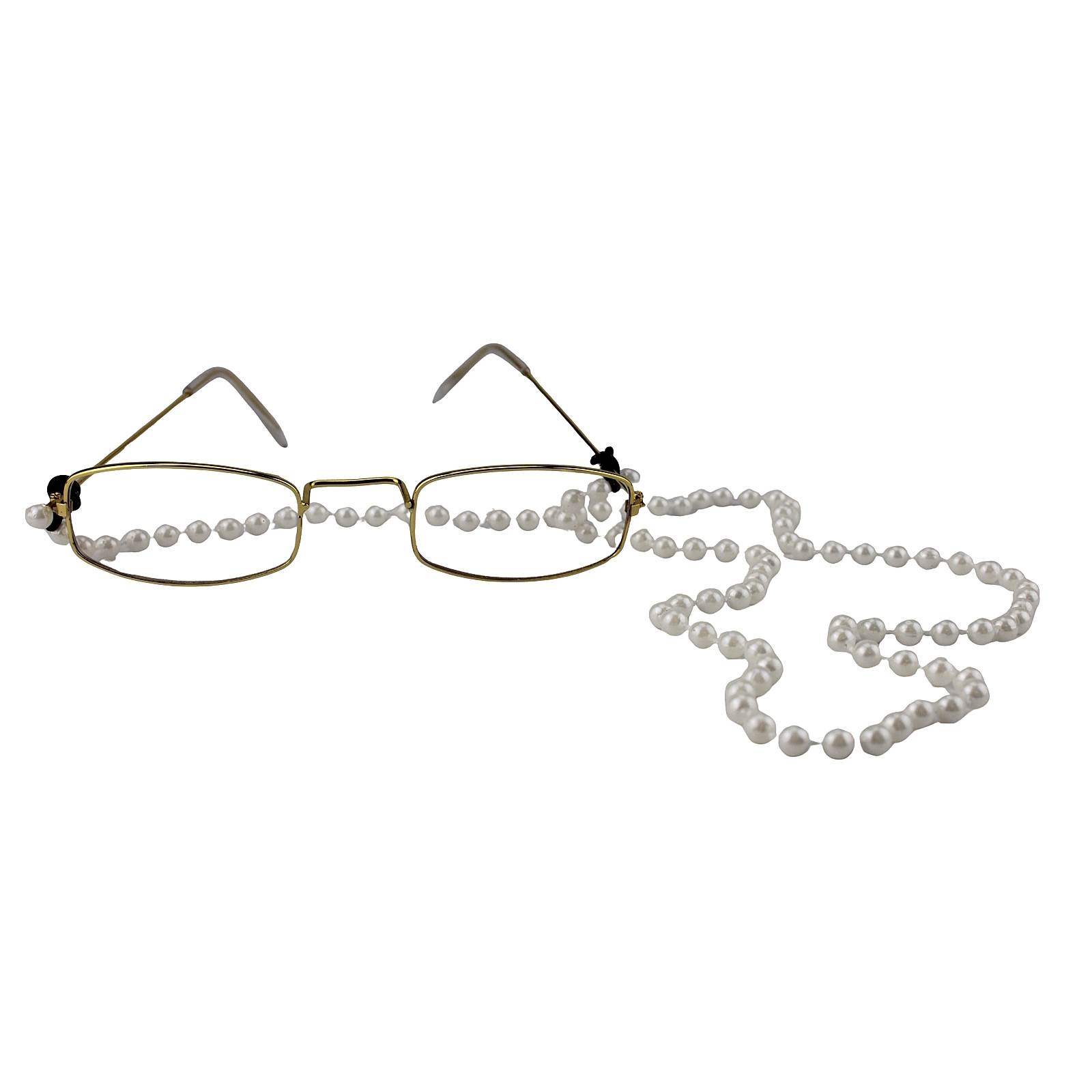 Gold Grandma Glasses With Pearl Chain 