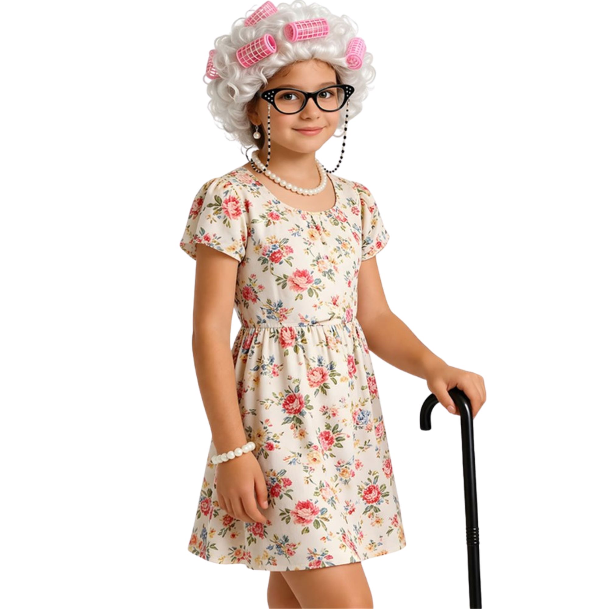 Girls Little Old Lady Costume Accessory Set (7 Pieces)
