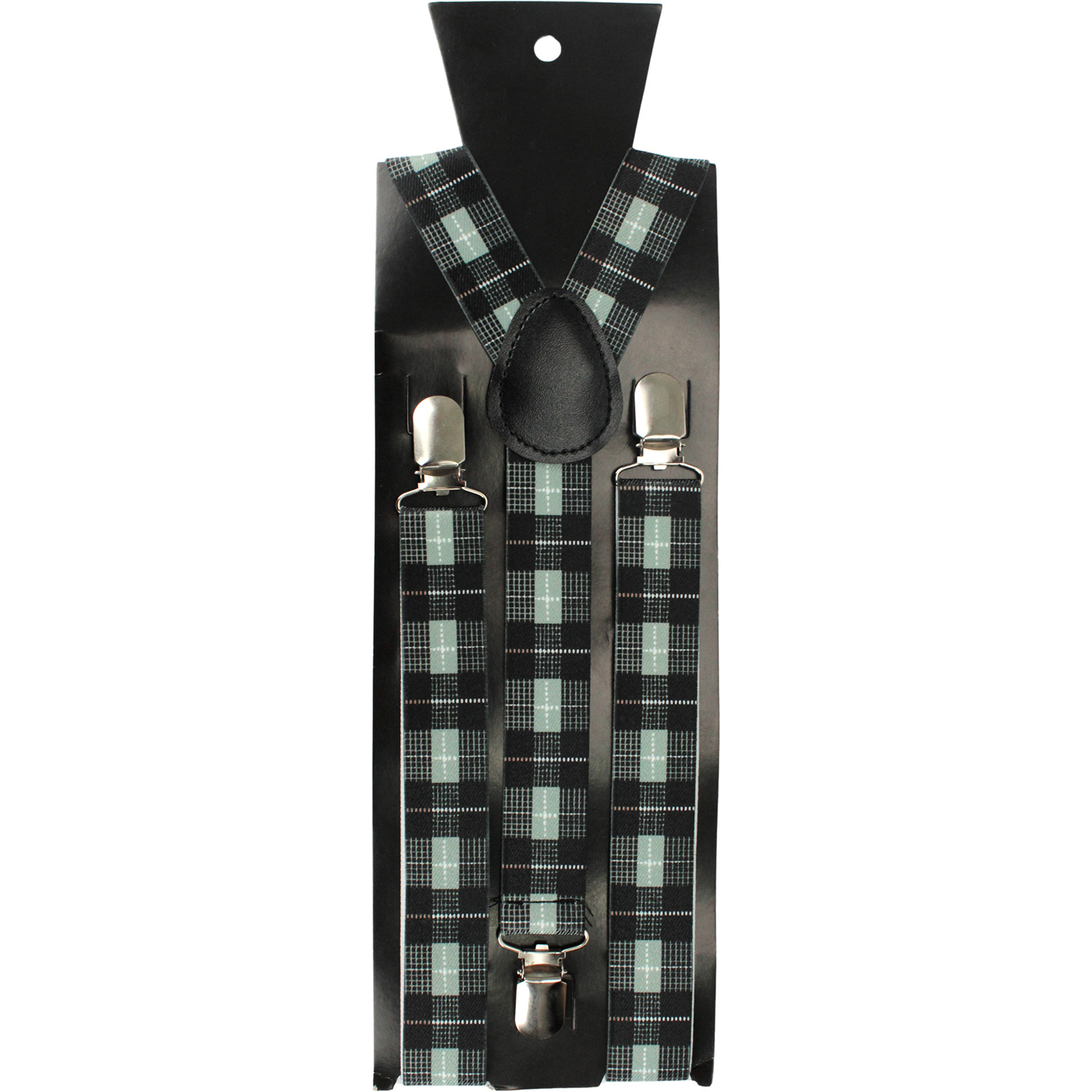 Grey Plaid Suspender Braces