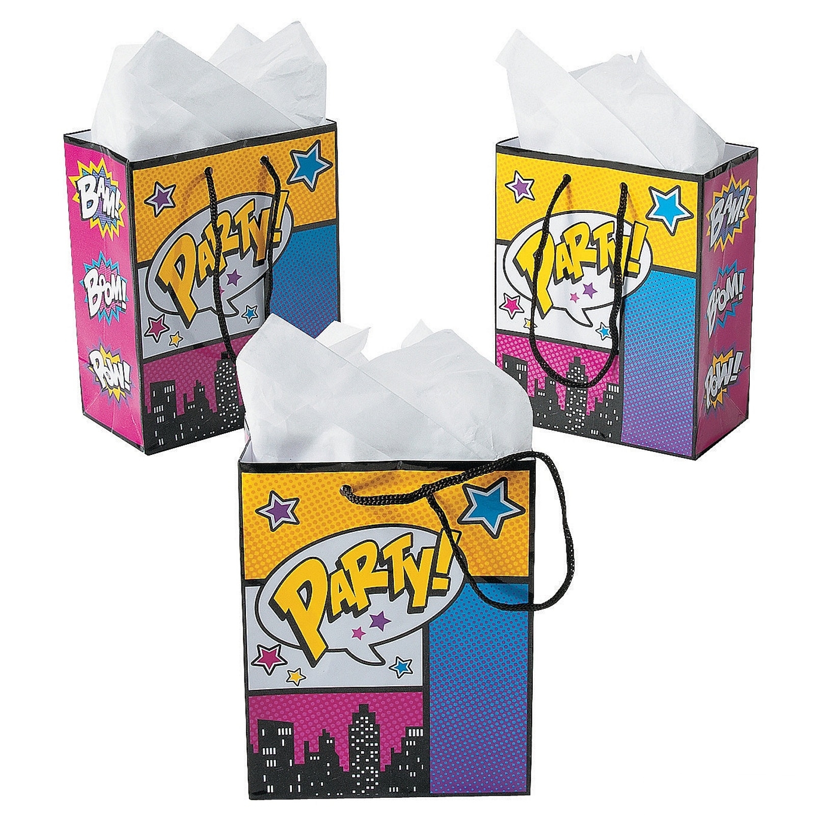 Small Superhero Girl Paper Gift Bags (Pack of 12)