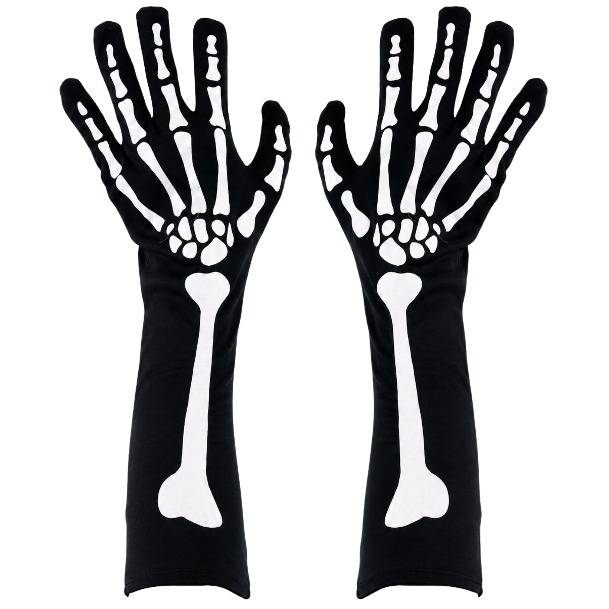 Adult Long Black Skeleton Hand Gloves