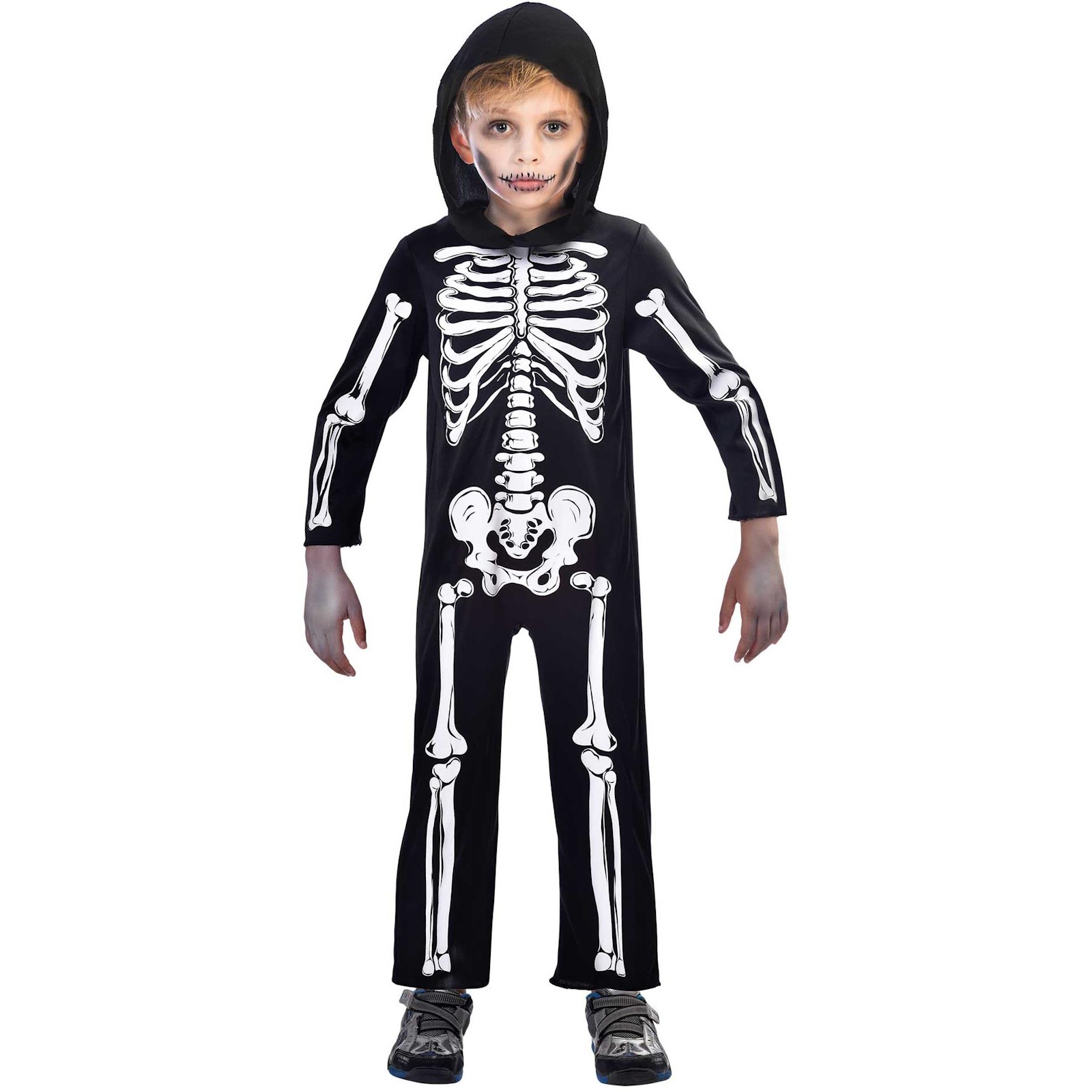 Skeleton Bones Hooded Jumpsuit Kids Costume