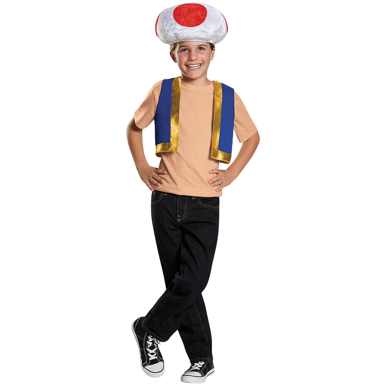 Kids Super Mario Bros. Toad Hat and Vest Costume