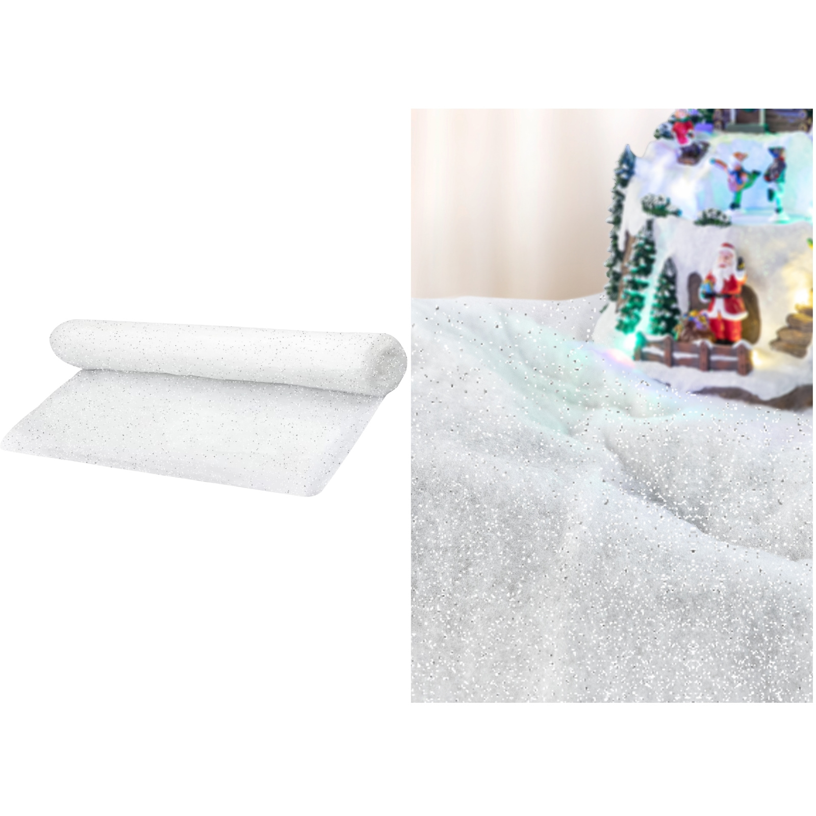 Thick White and Silver Glitter Snow Blanket 250cm