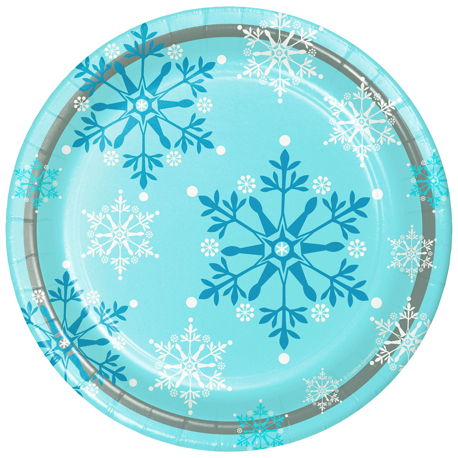 Snowflake Swirls Large Paper Plates (Pack of 8)