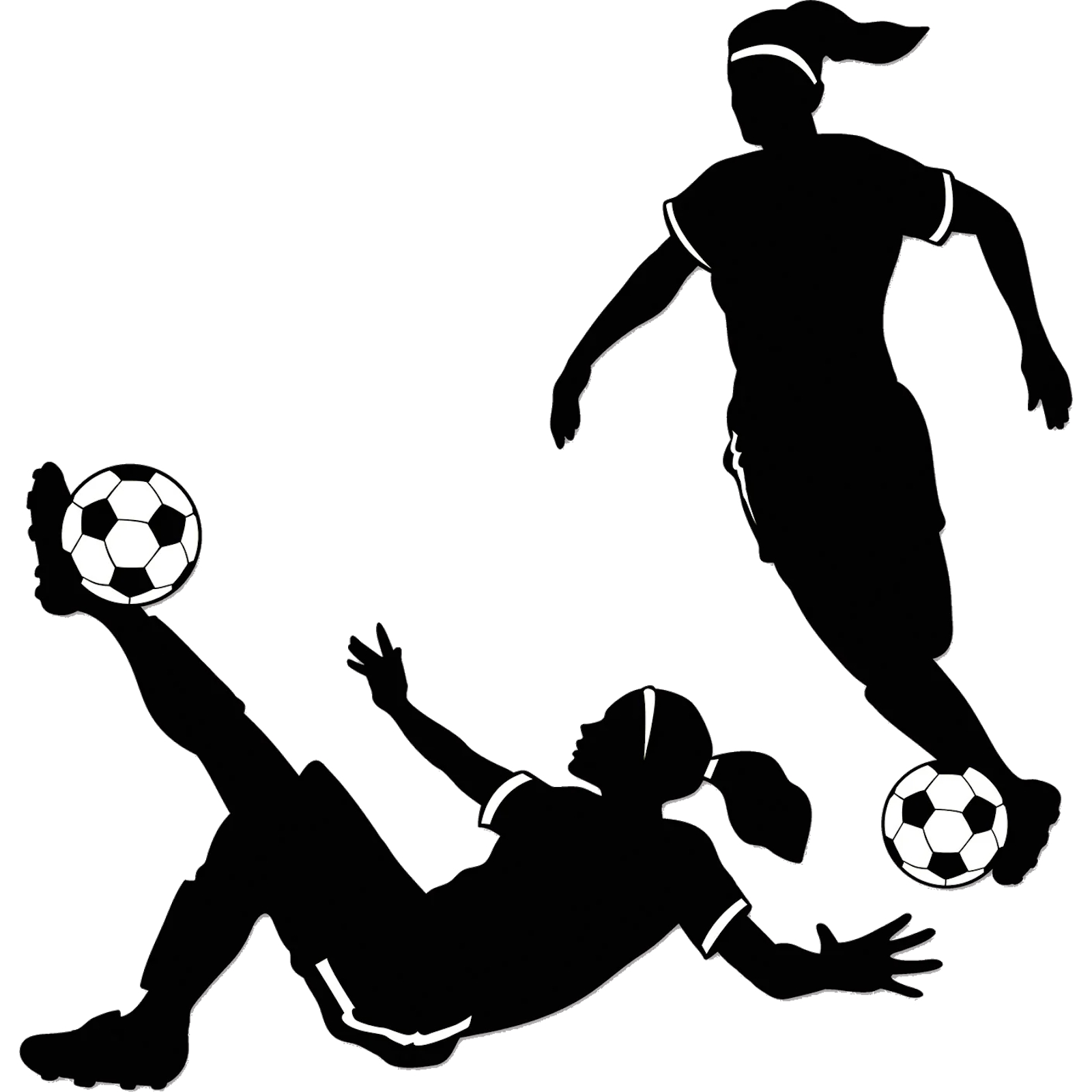Girl Soccer Player Silhouette Cutouts (Pack of 2)