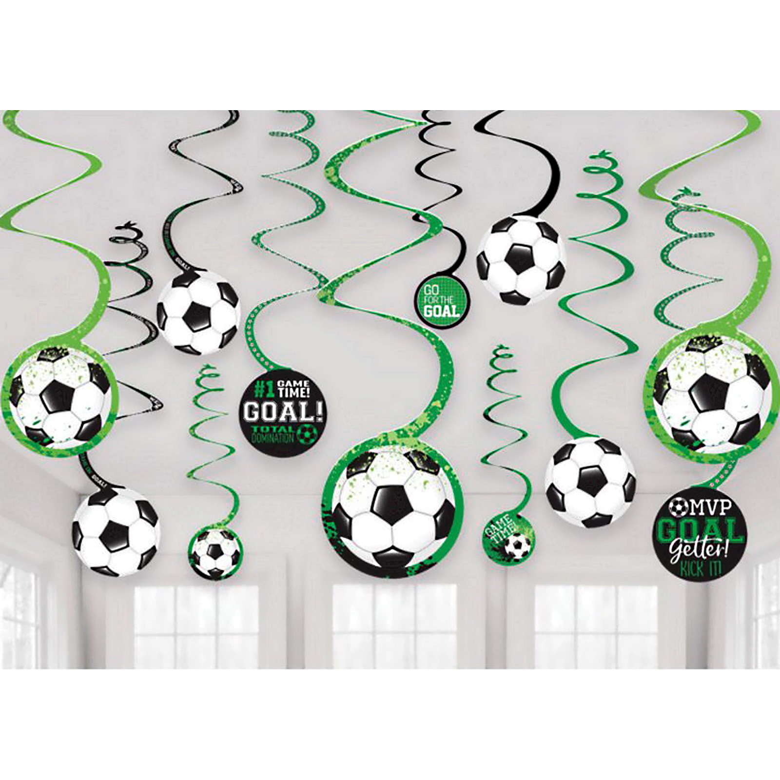 Goal Getter Soccer Swirl Decorations (Pack of 12)