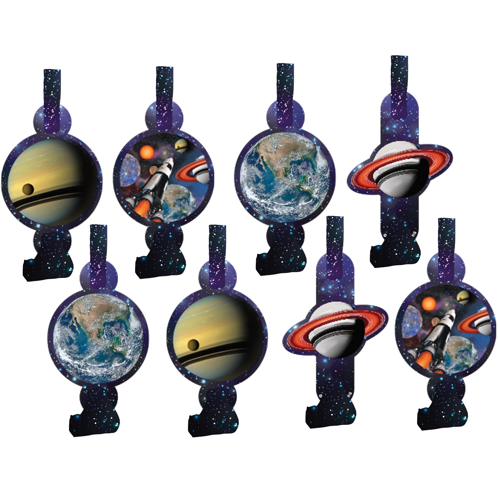 Space Blast Party Blowers (Pack of 8)