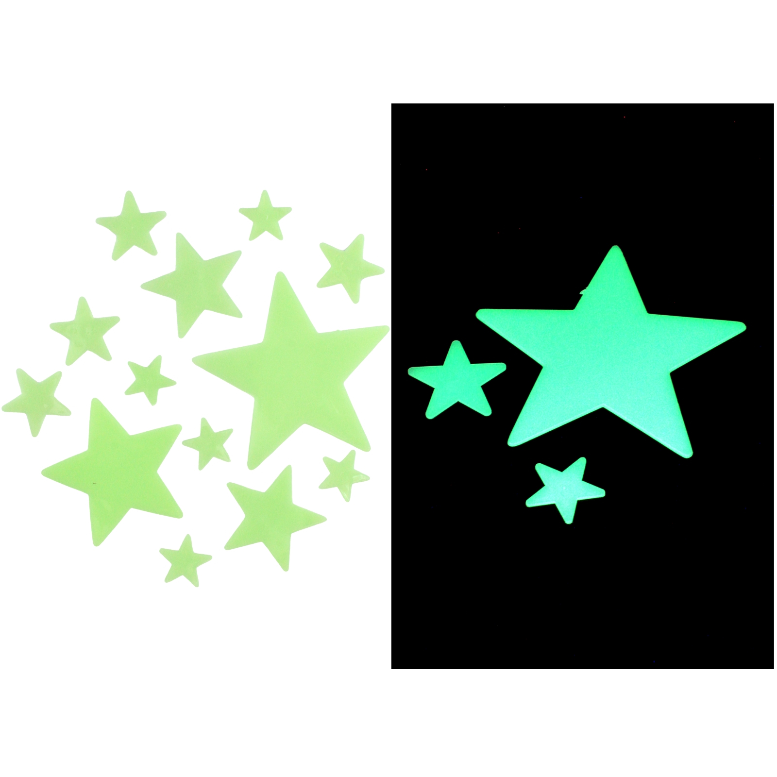 12Pcs Glow in the Dark Stars Assorted Sizes