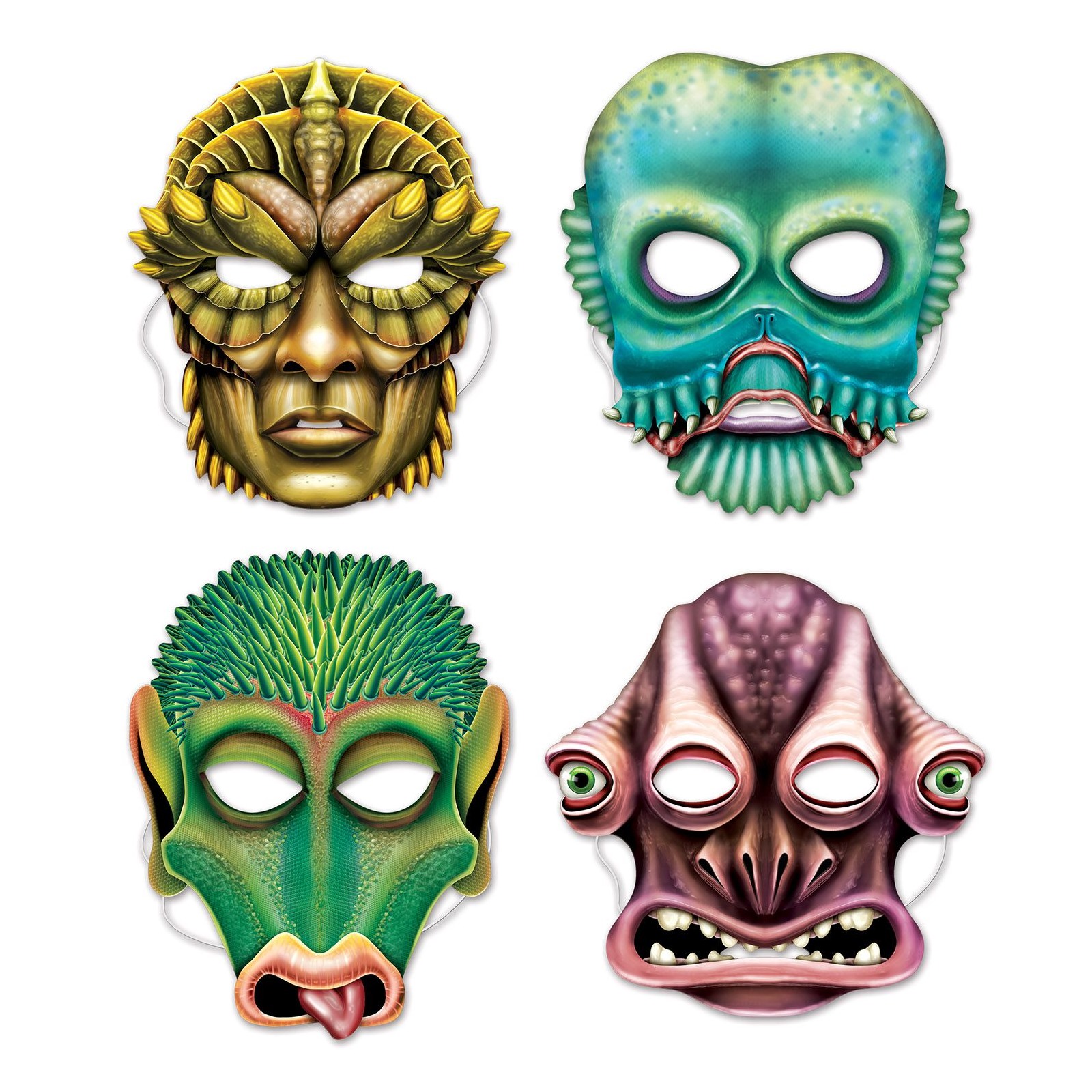 Alien Cardboard Masks (Pack of 4)