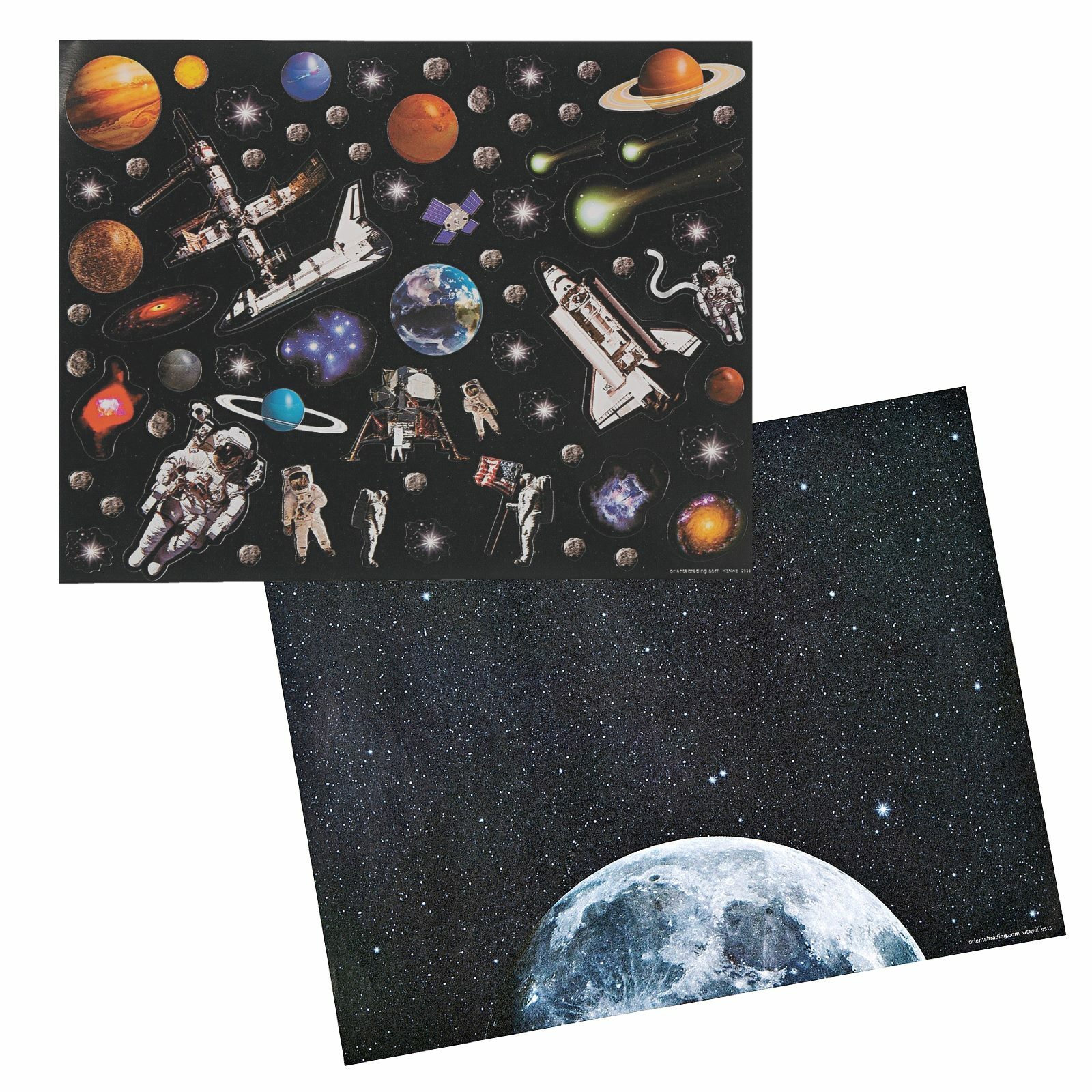 Moon and Space Station Sticker Scenes (Pack of 12)