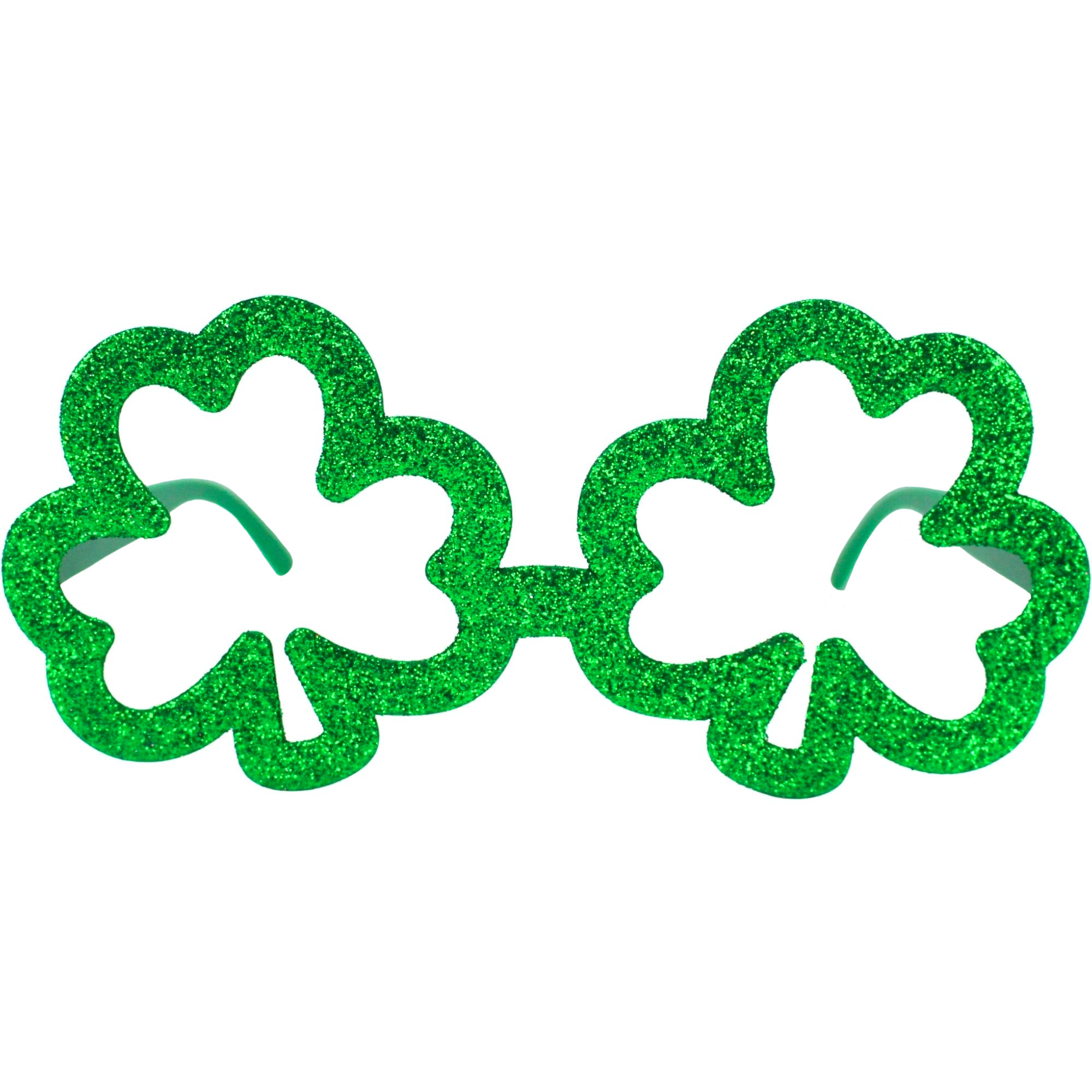 St Patrick's Day Glitter Shamrock Party Glasses 