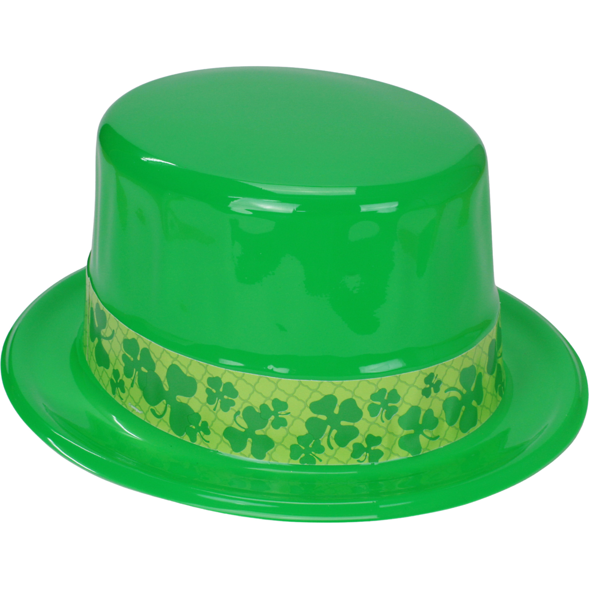 Green Plastic Top Hat With Shamrock Band 