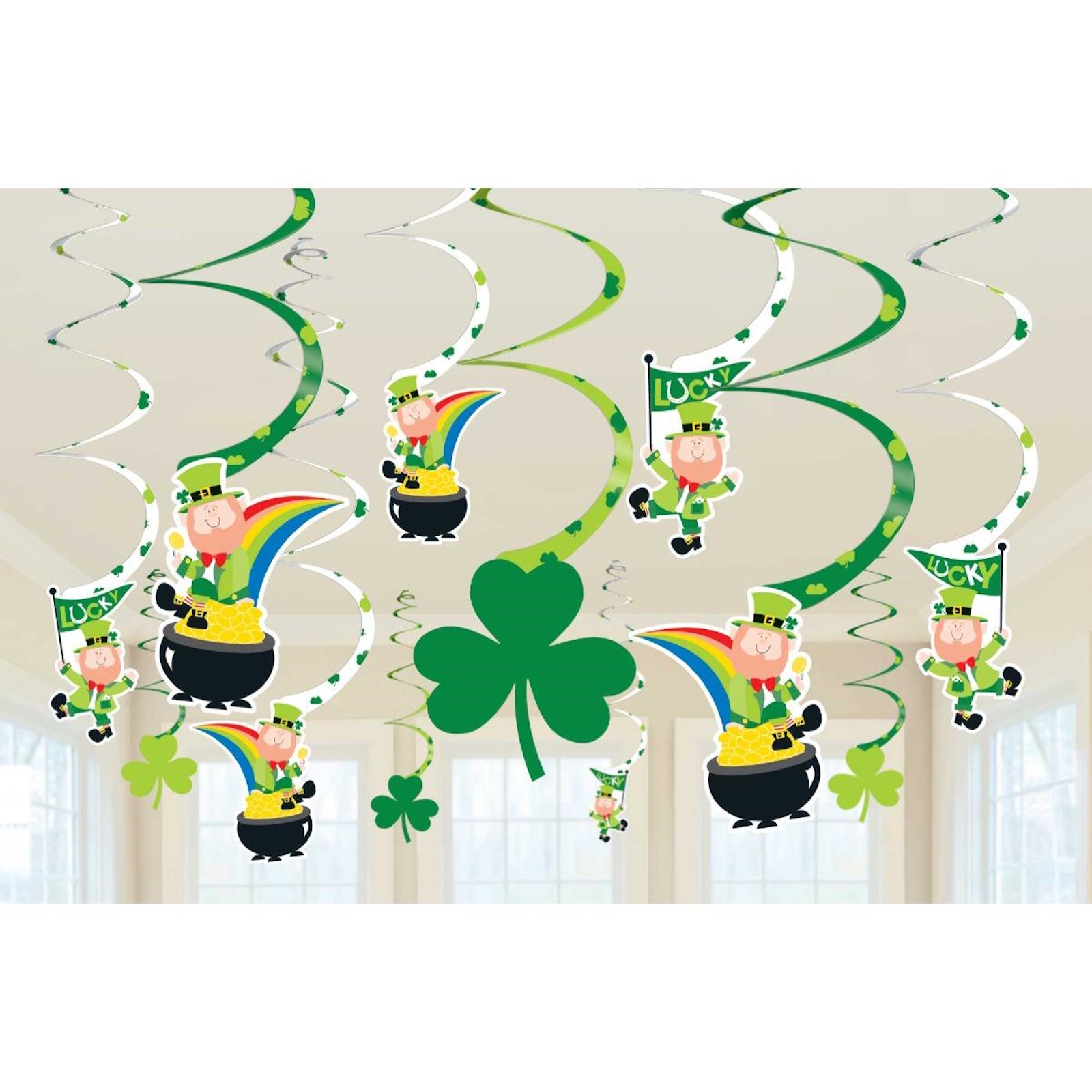 St. Patrick's Day Swirl Decorations (Pack of 12)