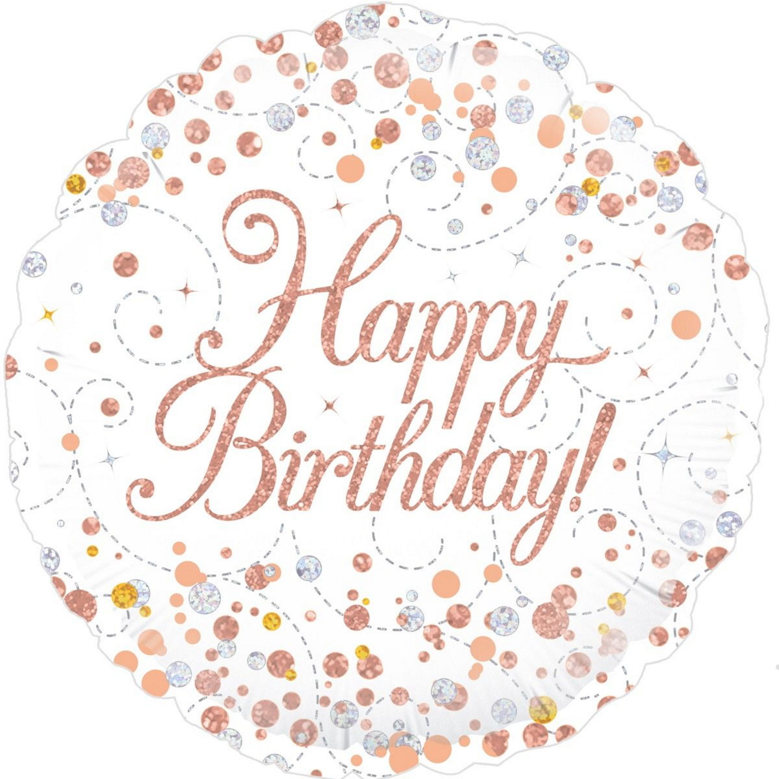 Sparkling Fizz Rose Gold Holographic Happy Birthday Foil Balloon