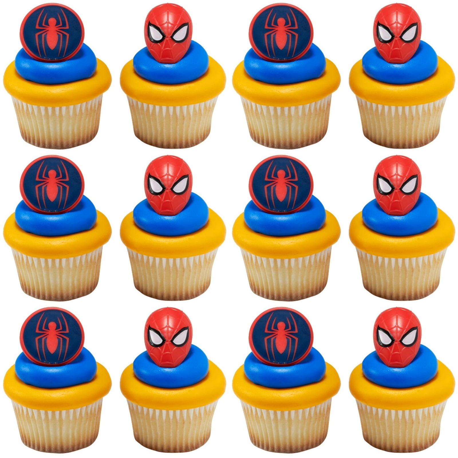 Spiderman Mask and Spider Cupcake Rings (Pack of 12)
