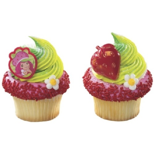 Strawberry Shortcake Cupcake Rings & Picks (Pack of 12)