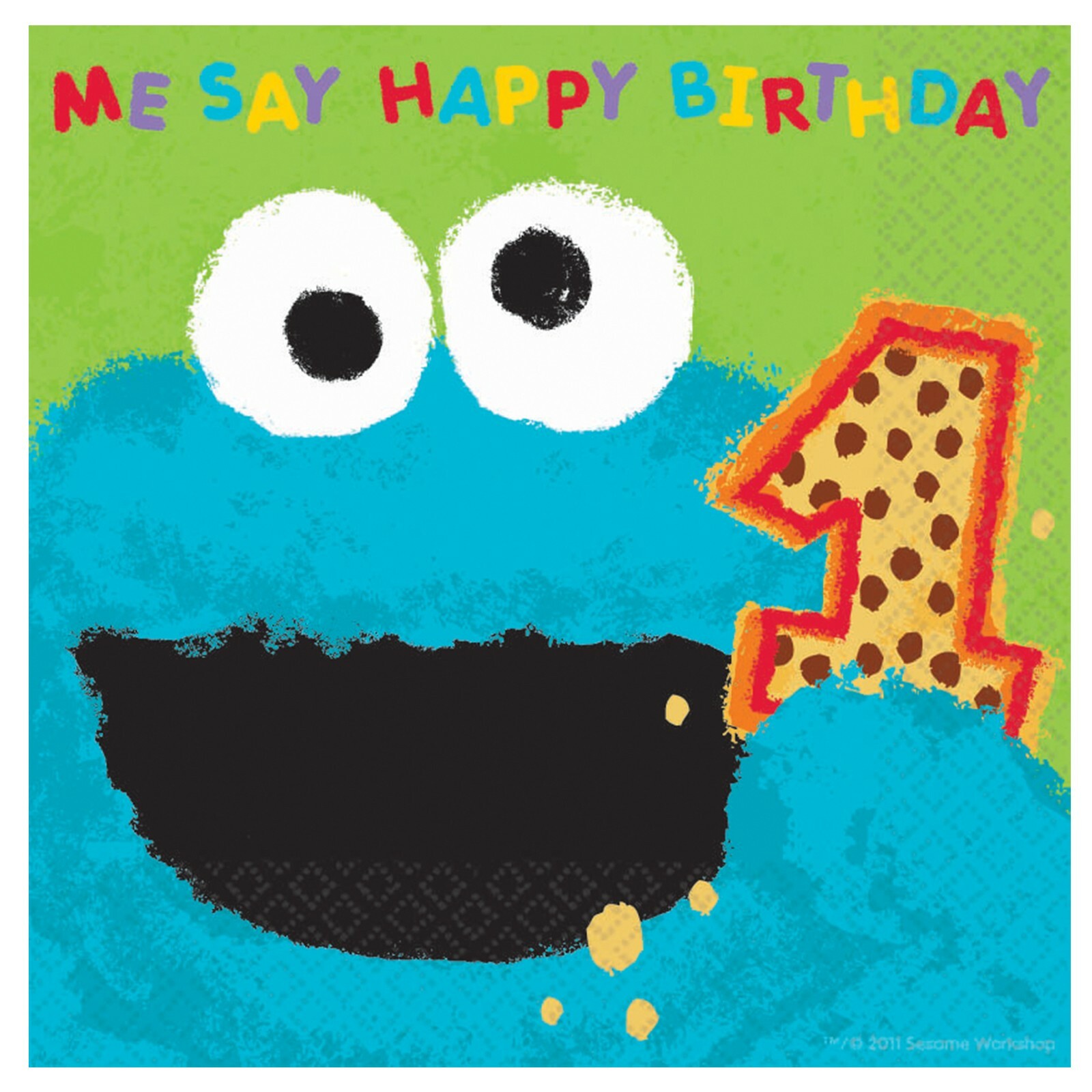 Sesame Street Cookie Monster 1st Birthday Large Napkins / Serviettes (Value Pack of 36)