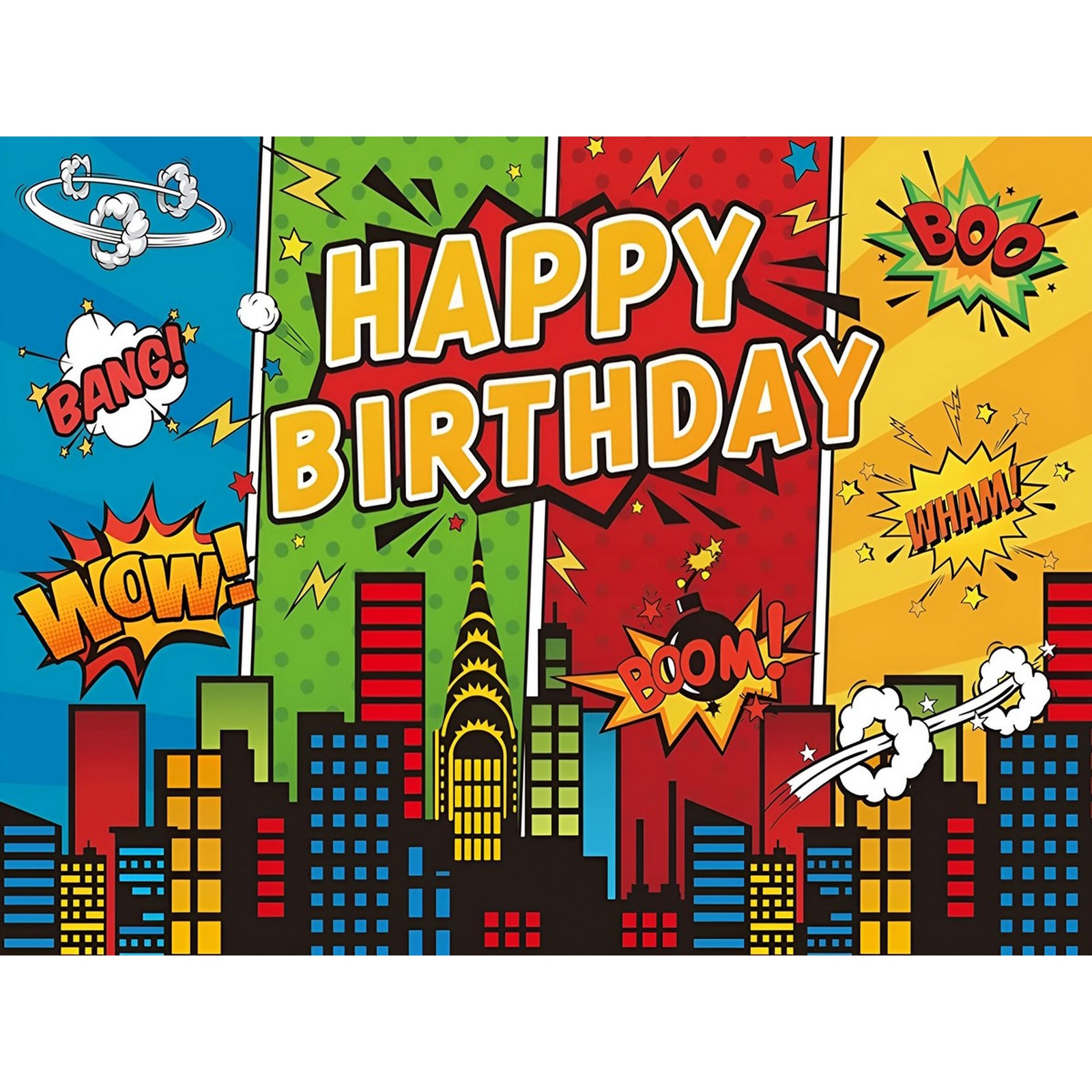 Superhero Happy Birthday Fabric Backdrop