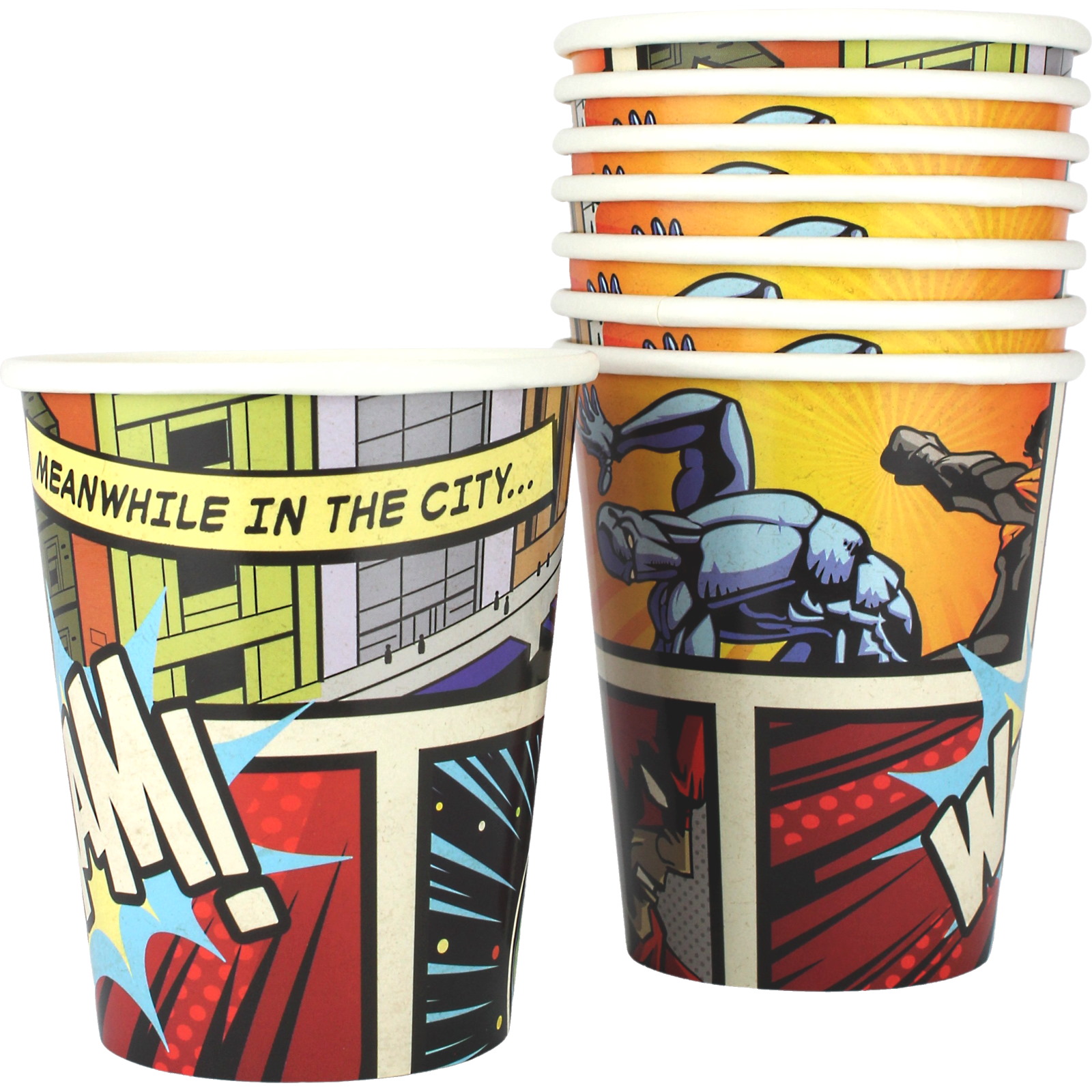 Comic Superhero Paper Cups (Pack of 8)