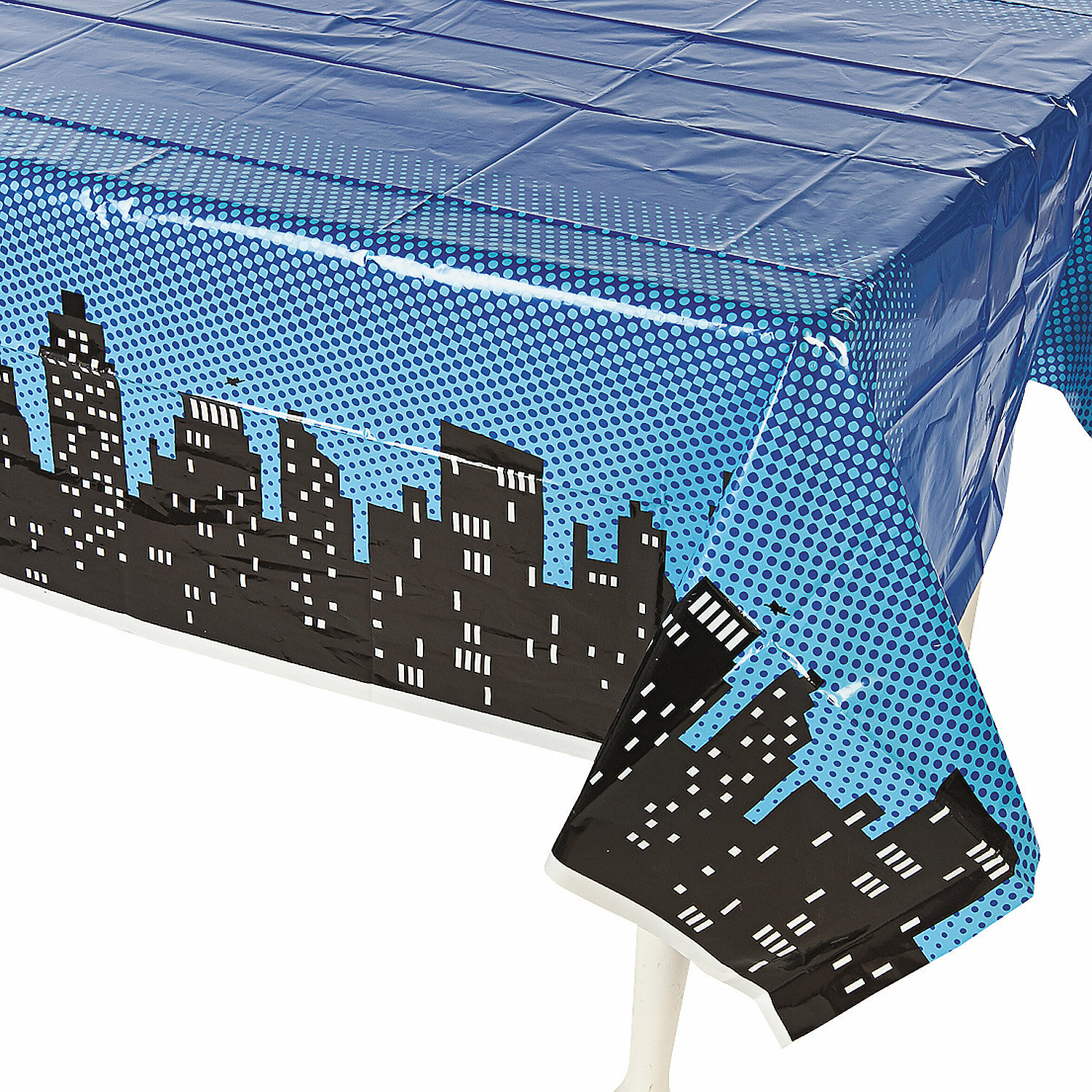 Superhero Cityscape Plastic Tablecloth
