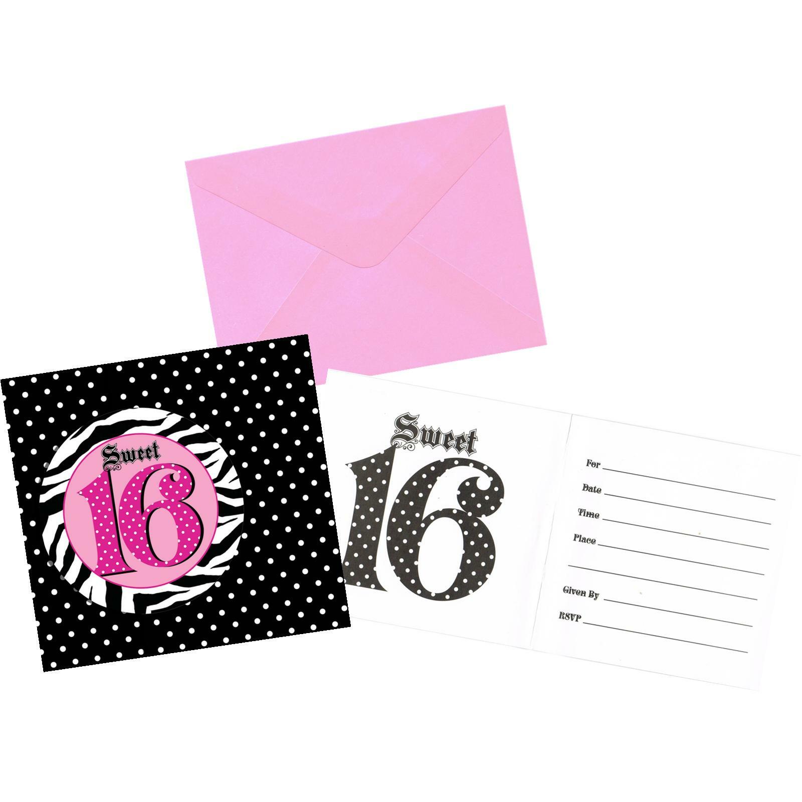 Super Stylish 16th Birthday Invitations (Pack of 8)