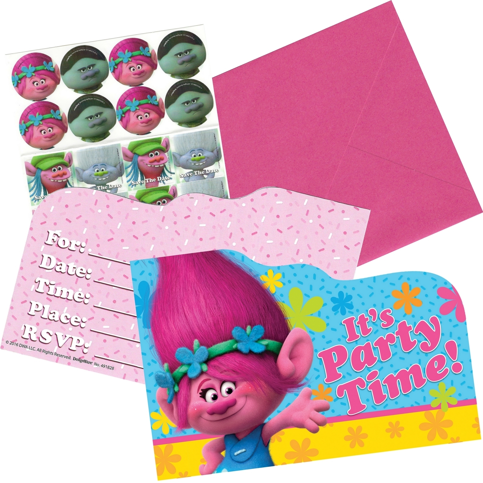 Trolls Invitation Set (Pack of 8)