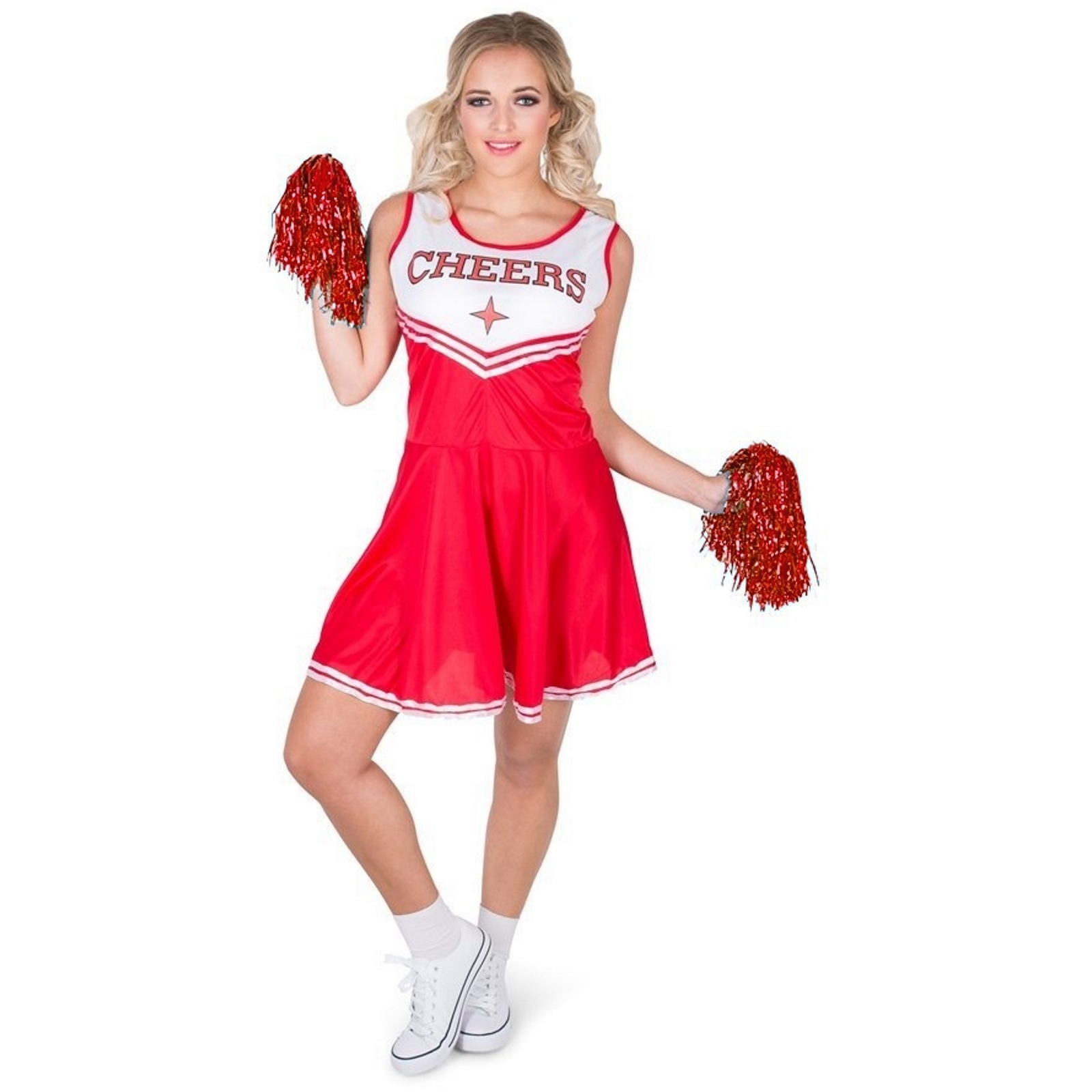 Red Cheerleader Ladies Costume Small
