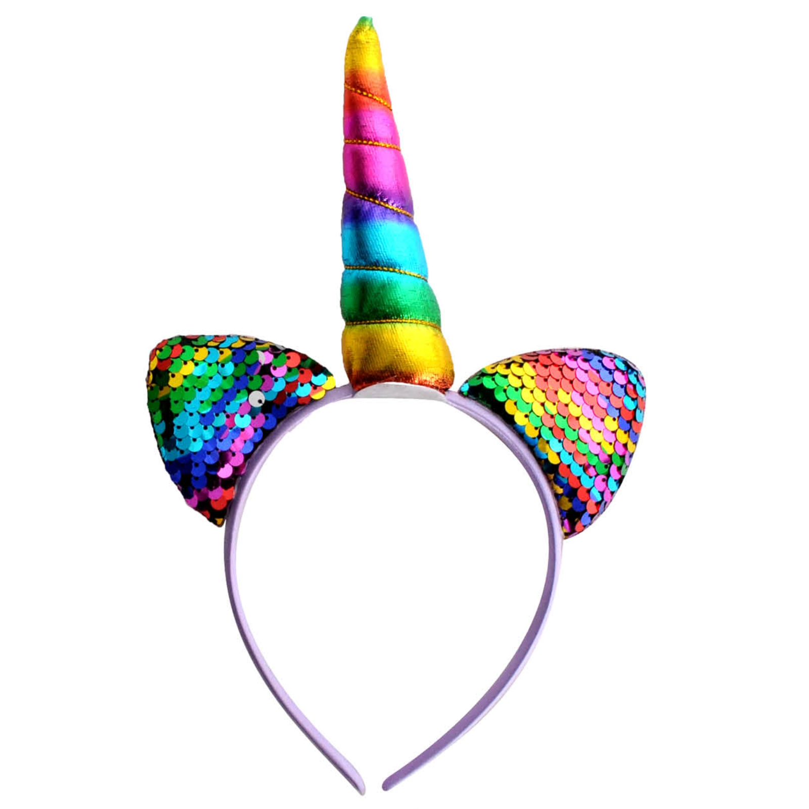 Plush Rainbow Sequin Unicorn Headband 
