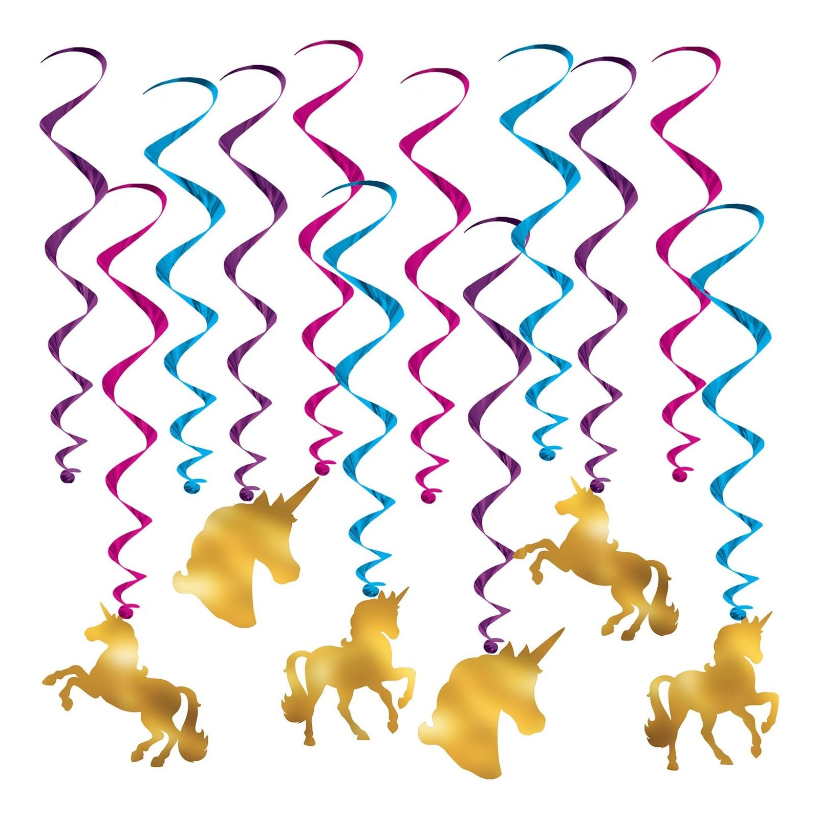 Whimsical Unicorn Swirl Decorations (Pack of 12)