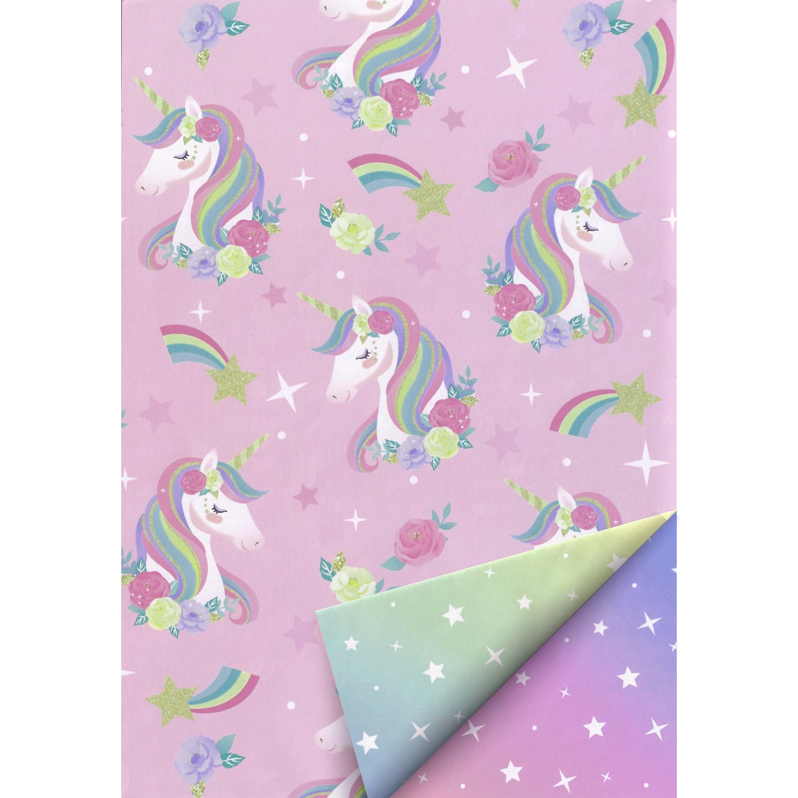 Unicorn Stars and Sparkles Wrapping Paper (1 Sheet) 