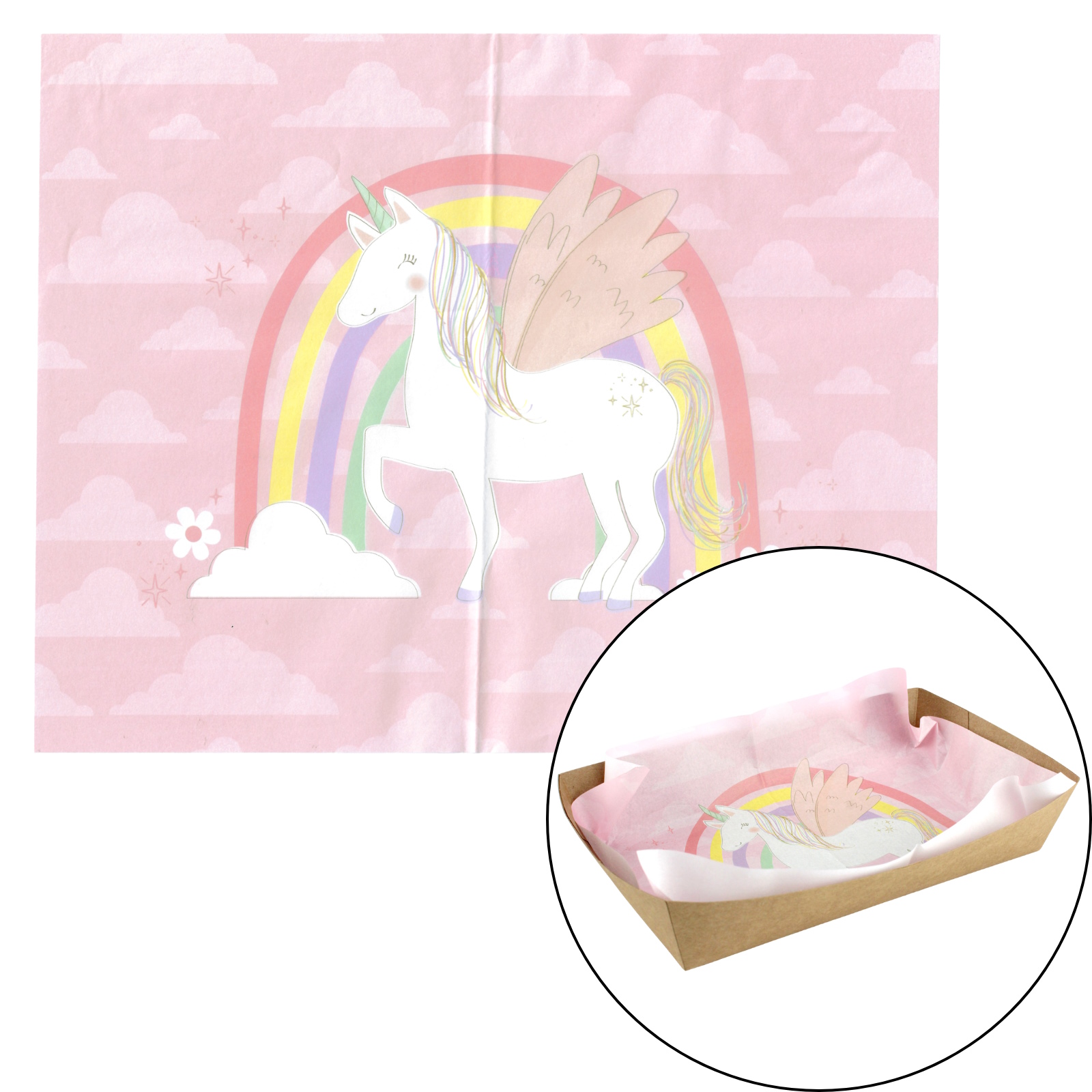 Unicorns and Rainbows Grease Proof Paper Plate / Tray Liners (8 Sheets)