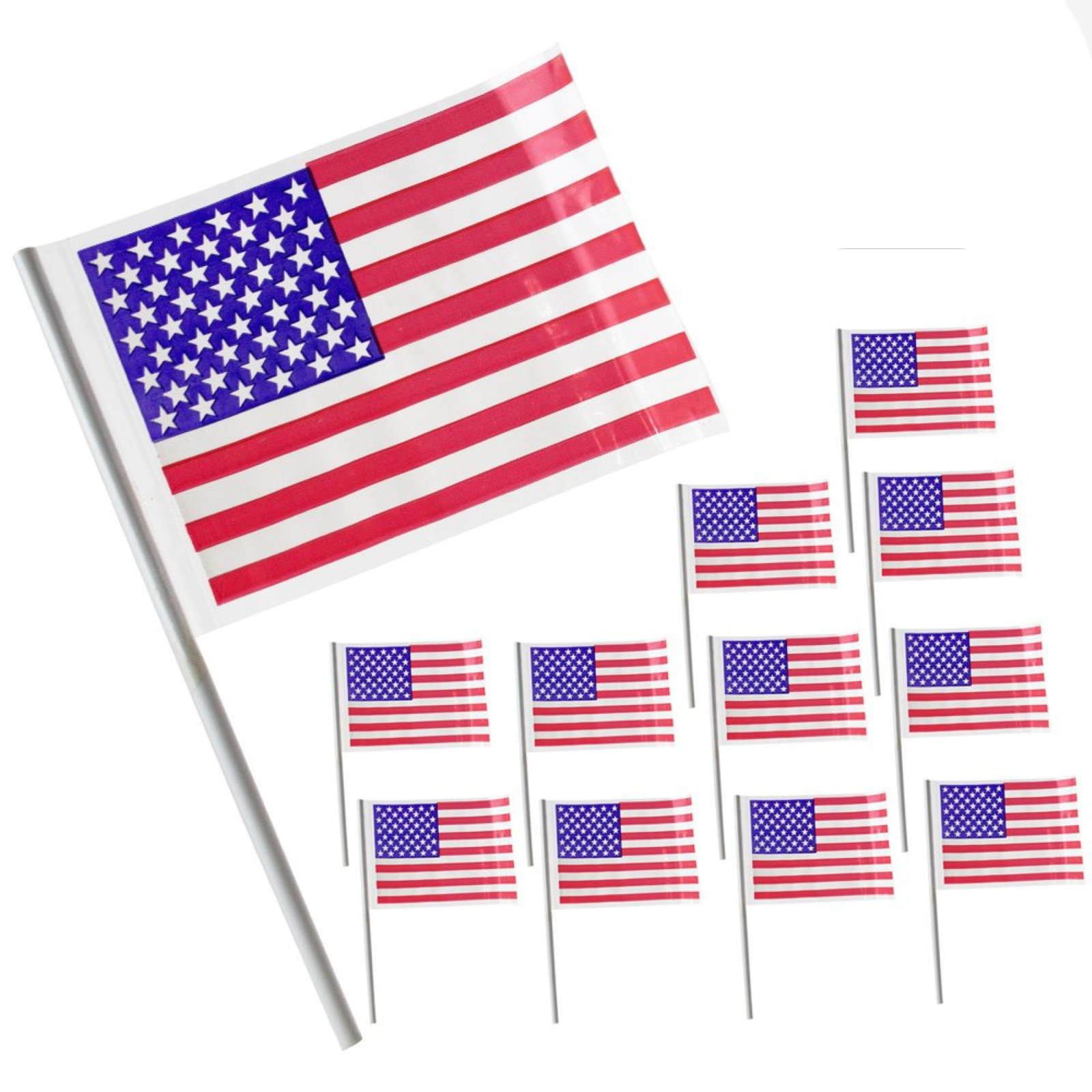 Plastic American Flags (Pack of 12)