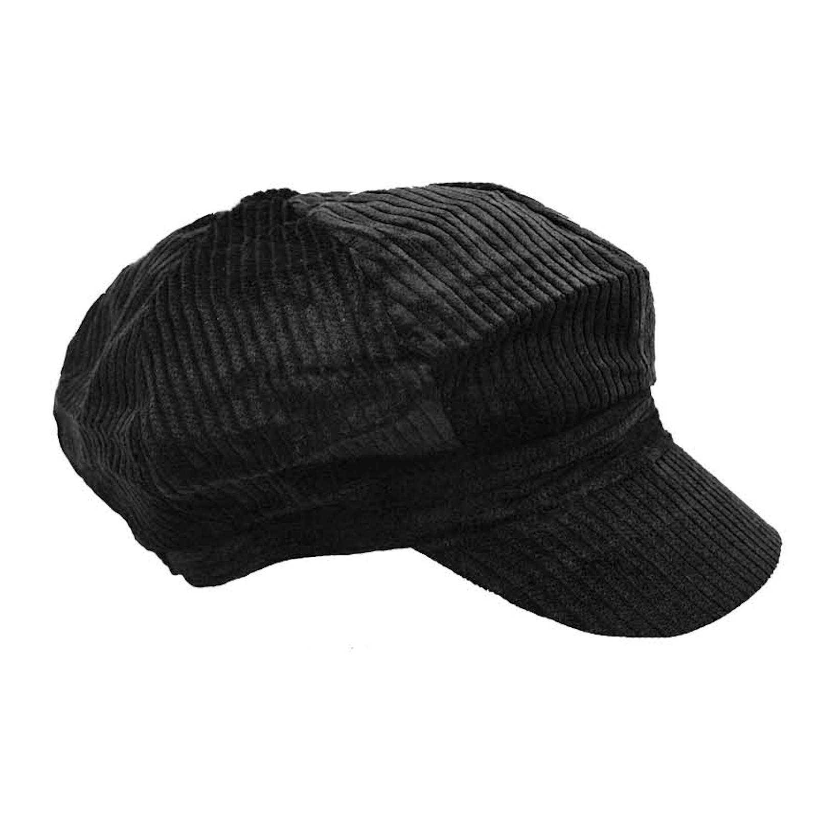 Black Corduroy Newsboy Cap