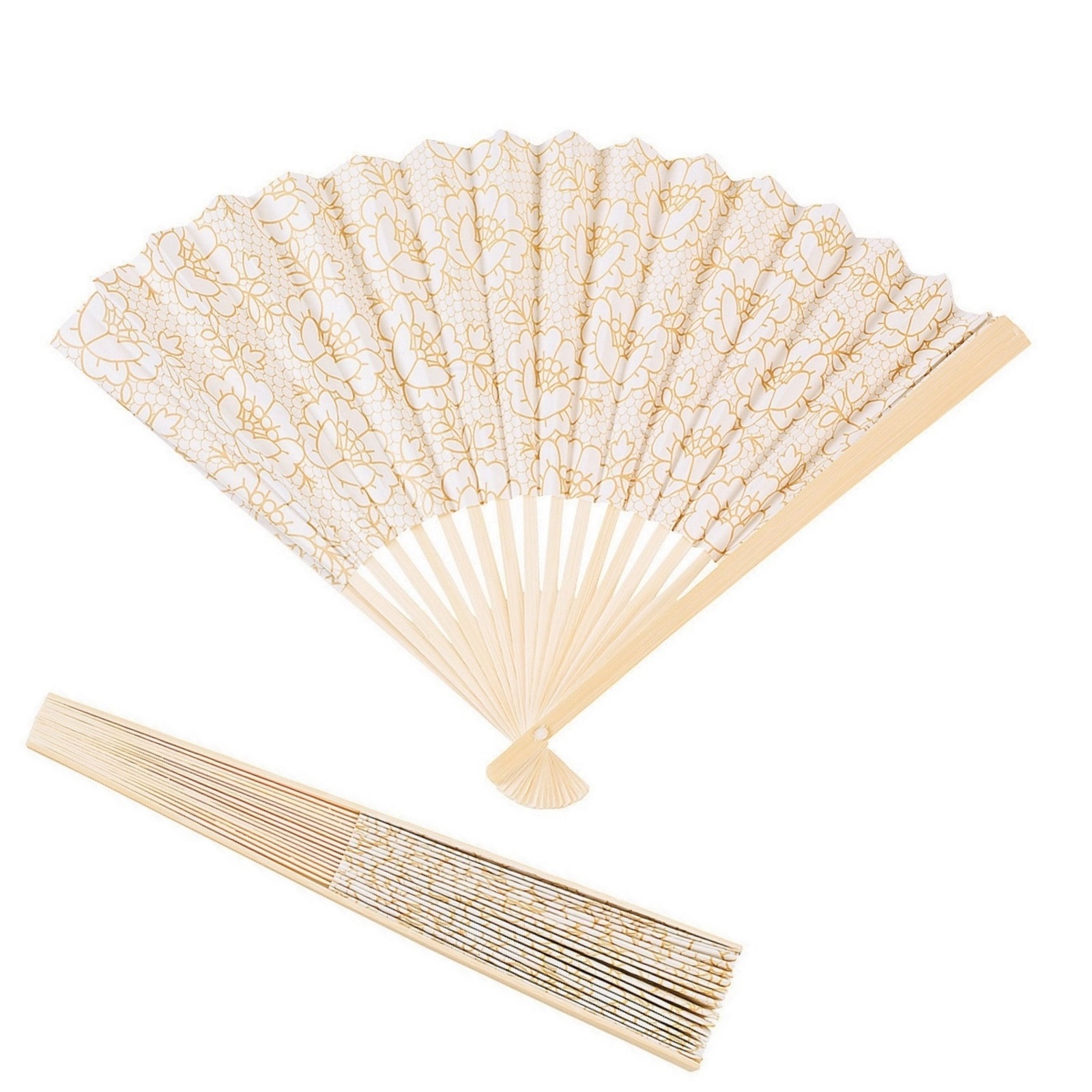 Vintage Collection Lace Print Paper Fans (Pack of 12)