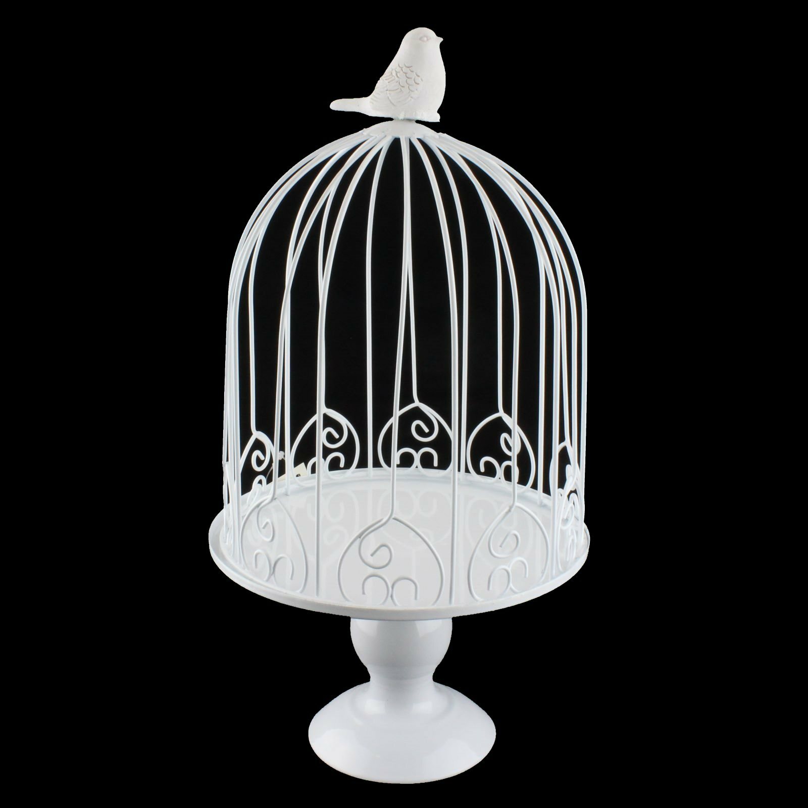 White Metal Bird Cage Display Stand