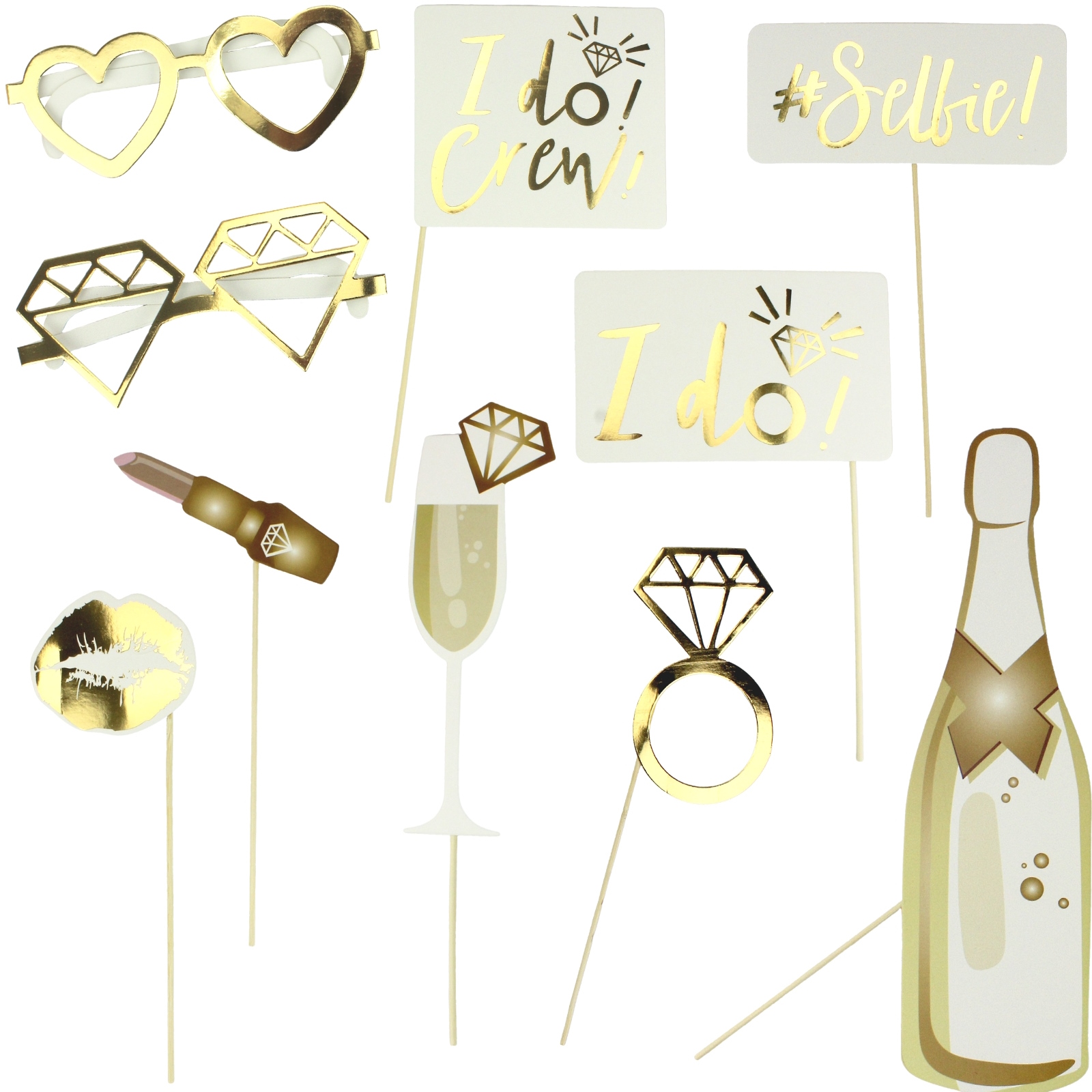 I Do Crew Photo Booth Props (Set of 10)