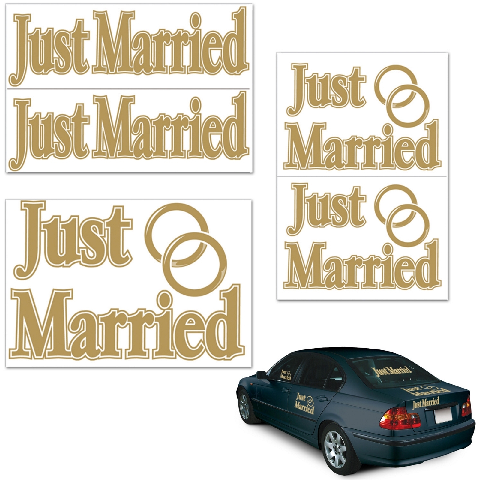Just Married Vinyl Car Clings (Pack of 5)