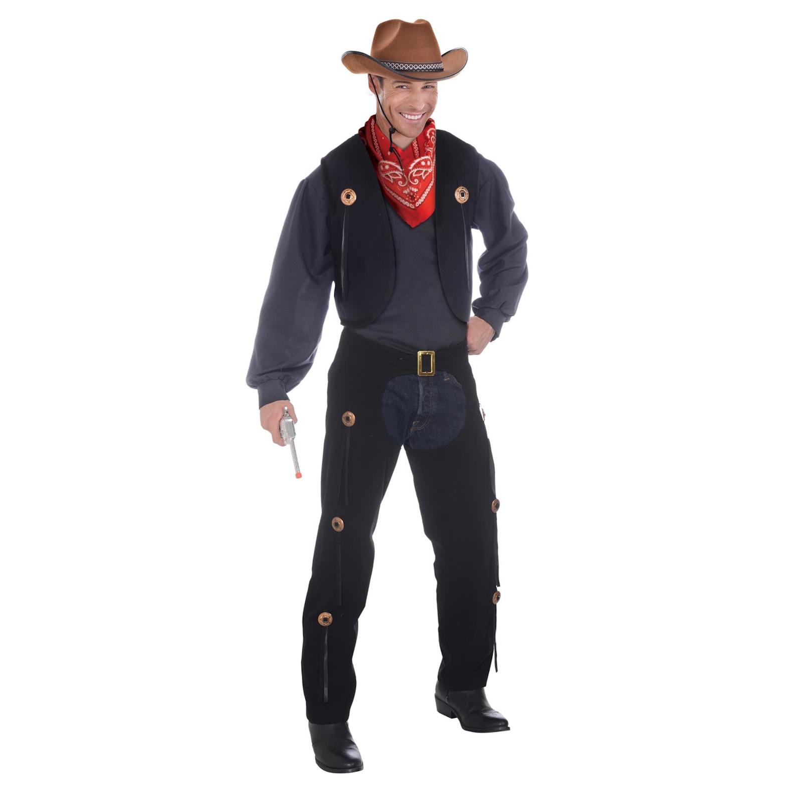 Men's Wild West Cowboy Vest & Chaps Costume