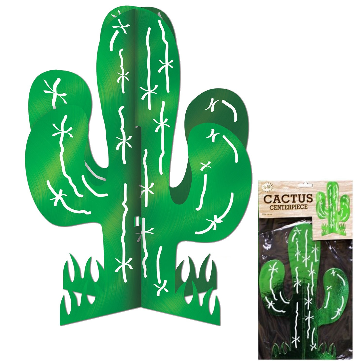 Metallic 3D Cactus Centrepiece