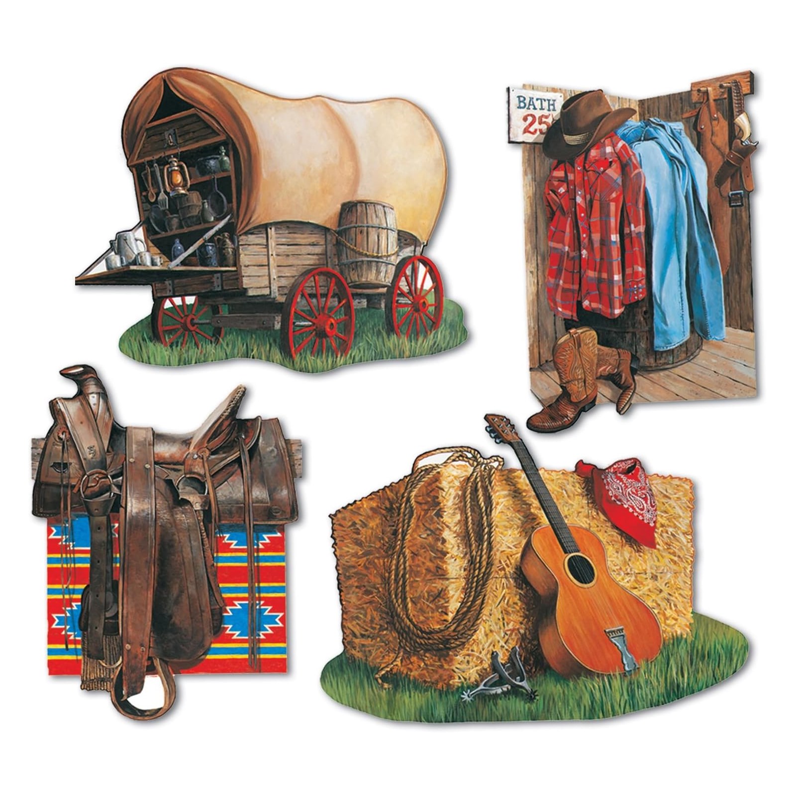 Cowboy Cutout Wall Decorations (Pack of 4) 
