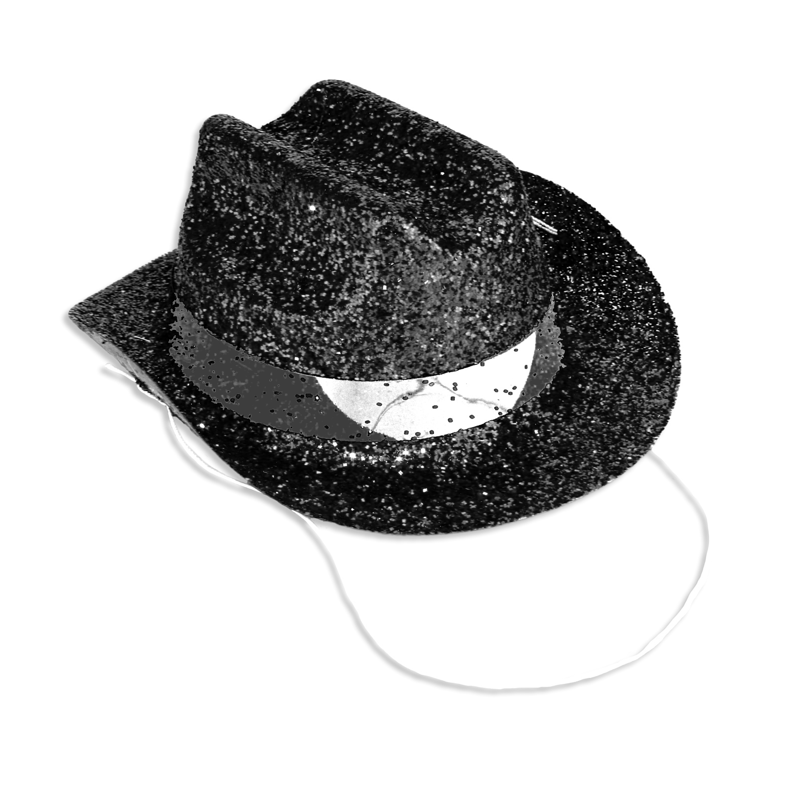 Mini Black Glitter Plastic Cowboy Hat